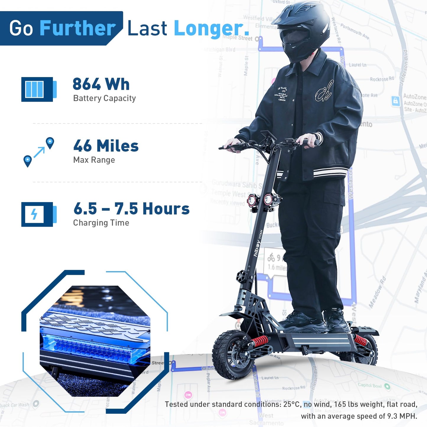 Hiboy Titan Electric Scooter, 1200W Peak Motor, 25 MPH, Up to 46 Miles, 10" All-Terrain Tires, Dual Suspension & Dual Hydraulic Brakes, Electric Scooter Adults with Phone Holder