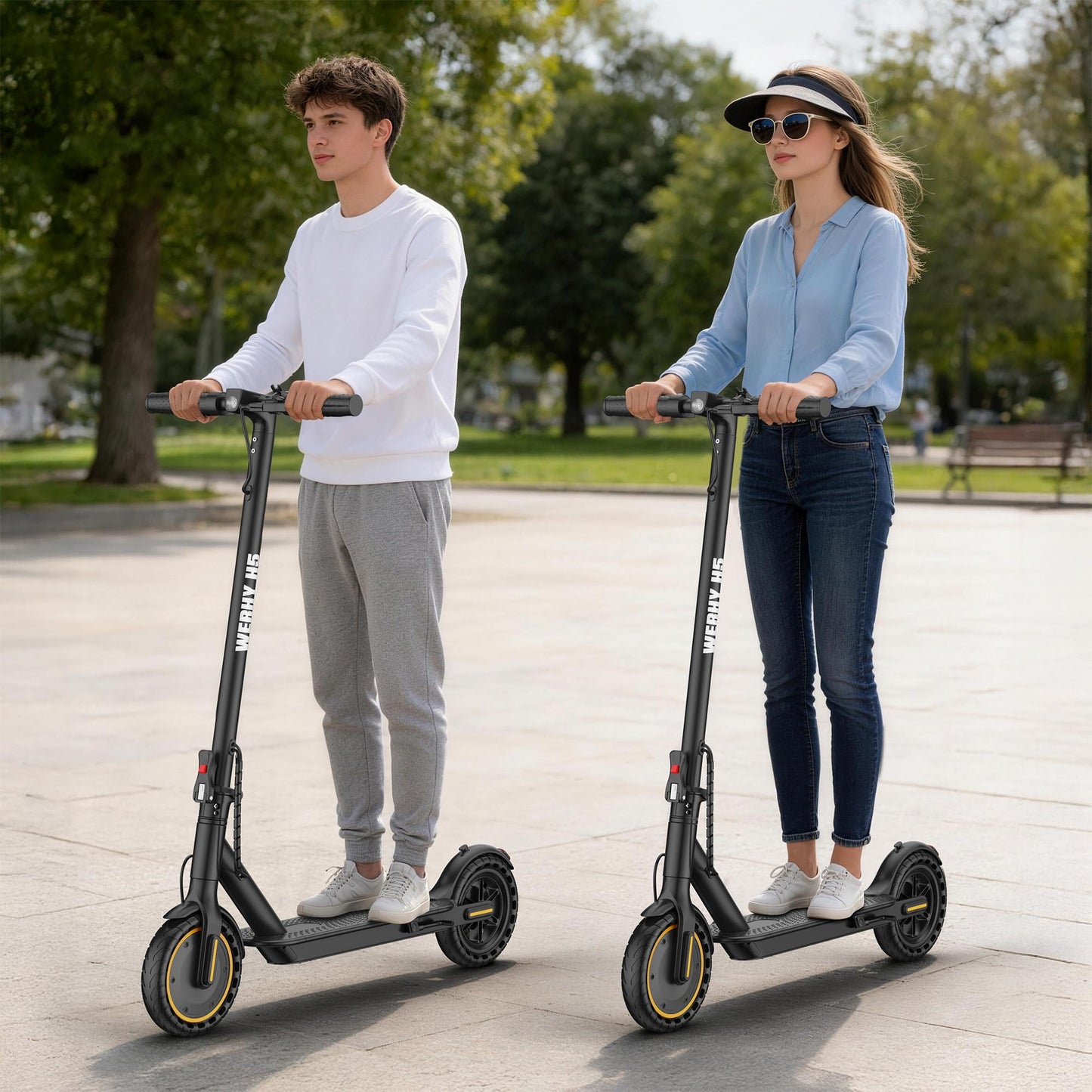 Electric Scooter, 500/350W Motor & 10"/8.5" Solid Tires, Up to 22/19 MPH & 25/15 Miles Rang, Foldable Commuter E Scooter for Adults & Teens