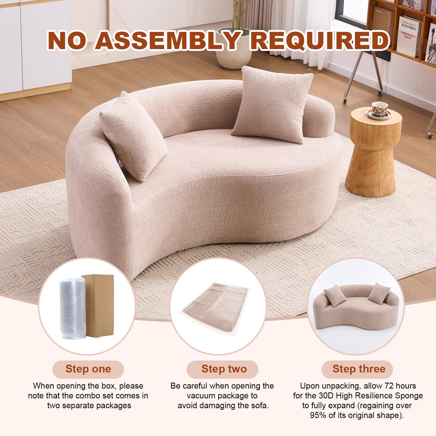 KEIKI S-Curved Loveseat Chenille Couches with 2 Pillows, Upholstered Luxury Plush Cloud Sectional Sofa for Living Room Apartment, Full Sponge Compression