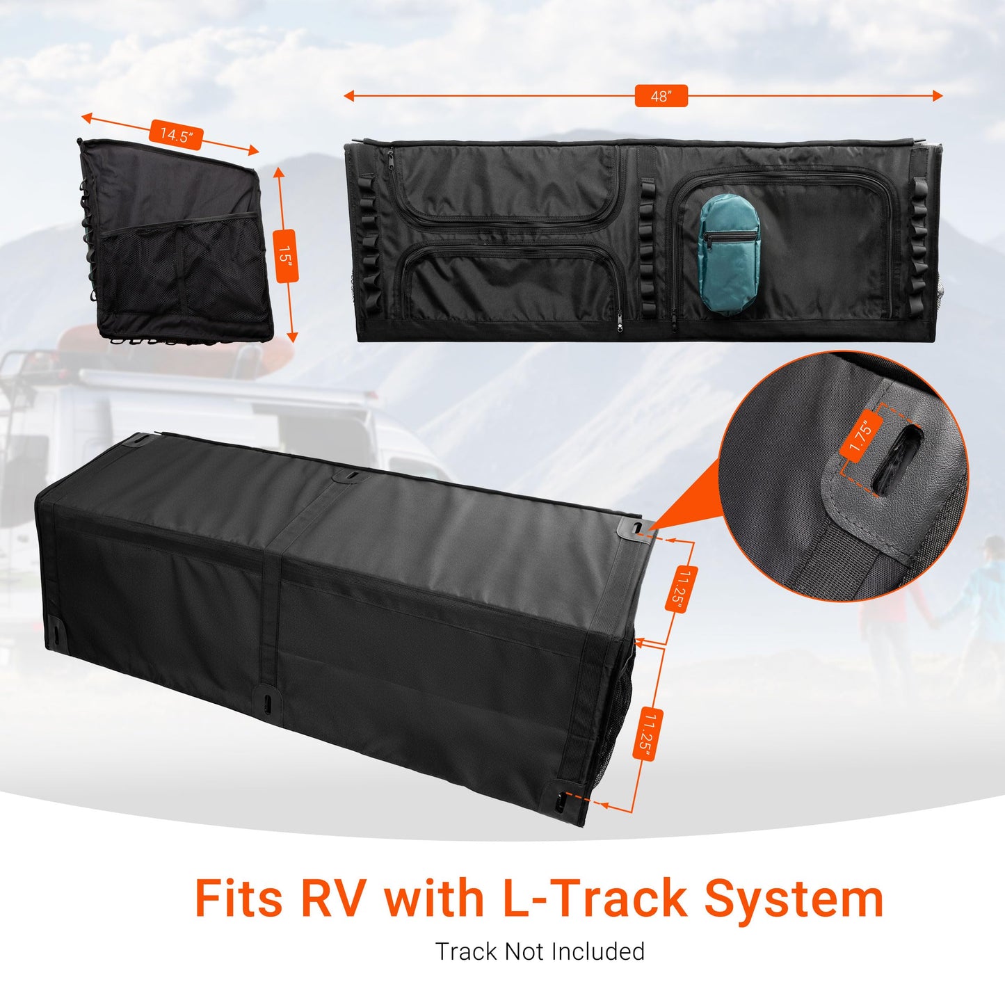 VANNCAMP Soft-Sided Overhead Storage Cabinet 48" - Space-Saving Organizer for Camper Vans, RVs, Mobile Homes | Vanlife Accessories