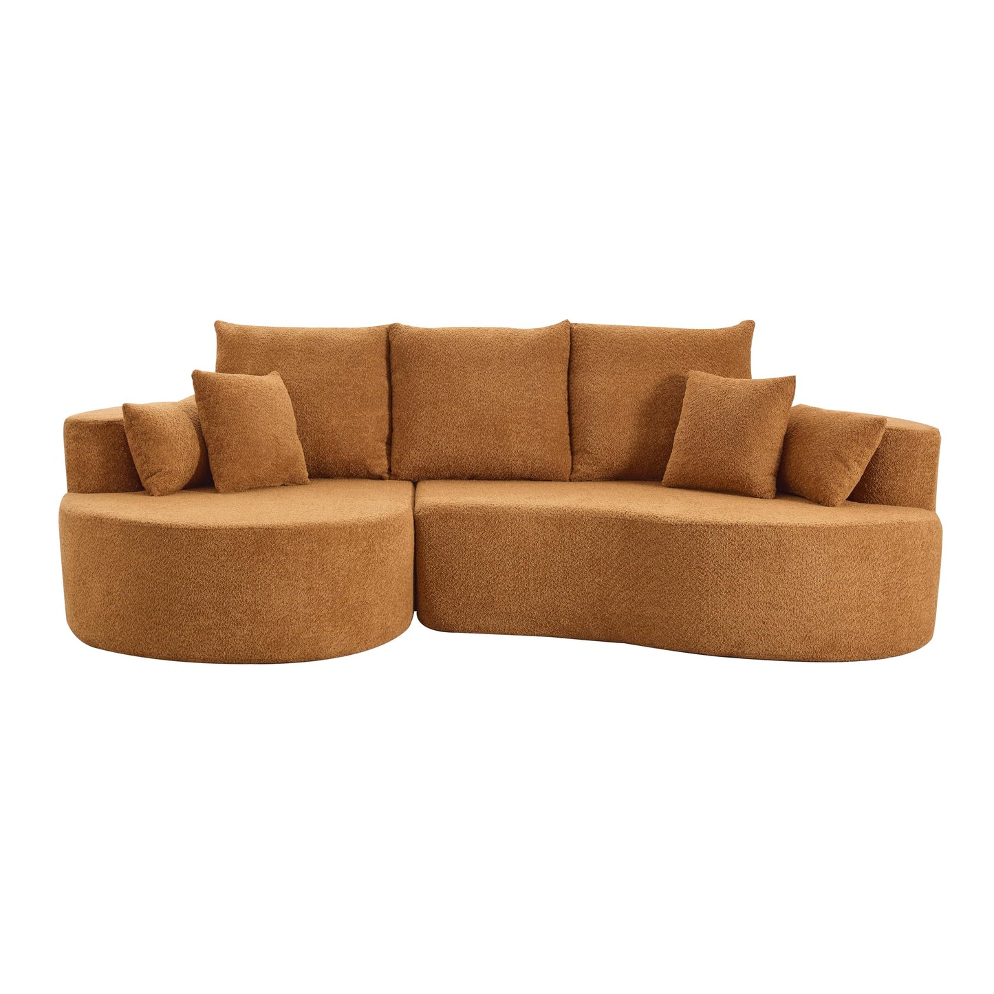 Christopher Knight Home Carden 106" Curved Modular Sectional Sofa, Fabric Upholstered Comfy Sofa Couch with Chaise Lounge, Modern Cloud Couch with Deep Seat, No Assembly Required, Browish Orange