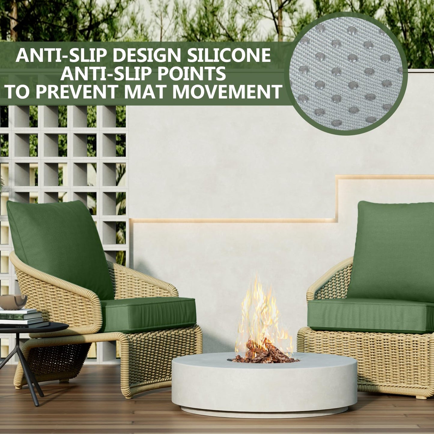 24" x 24" x 6" Outdoor Deep Seat Cushions Set - 4 Set Waterproof & Fade Resistant Patio Furniture Replacement Cushions, Non-Slip Outdoor Cushions Fit Loveseats, Couches, Chairs, and Sofas.