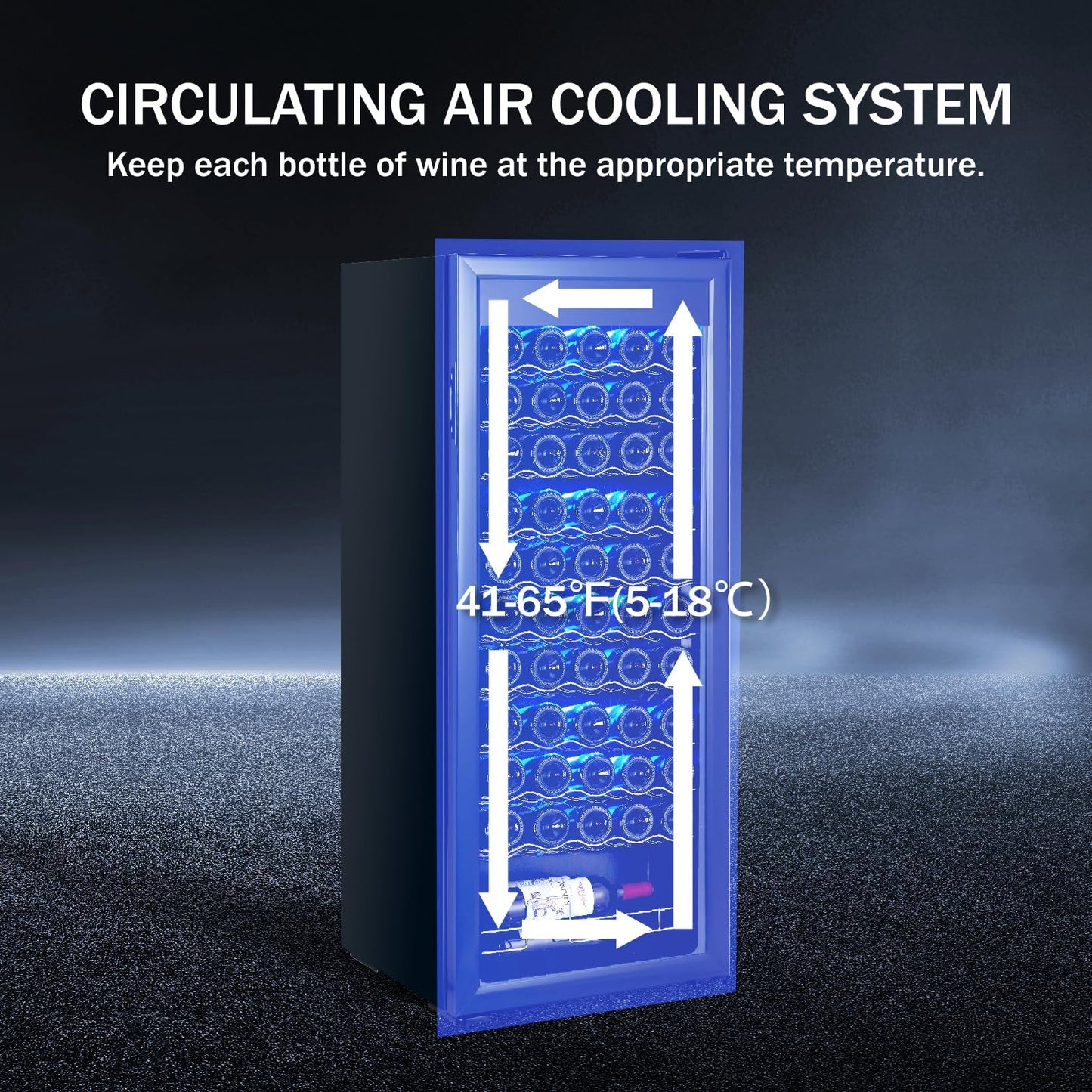 15 Inch Wine Cooler Refrigerator, 55 Bottle Single Zone Freestanding Wine Fridge with Glass Door, Digital Temp Control, Adjustable Shelves, Fast Cooling Compressor, 110V/60Hz for Home Bar Kitchen
