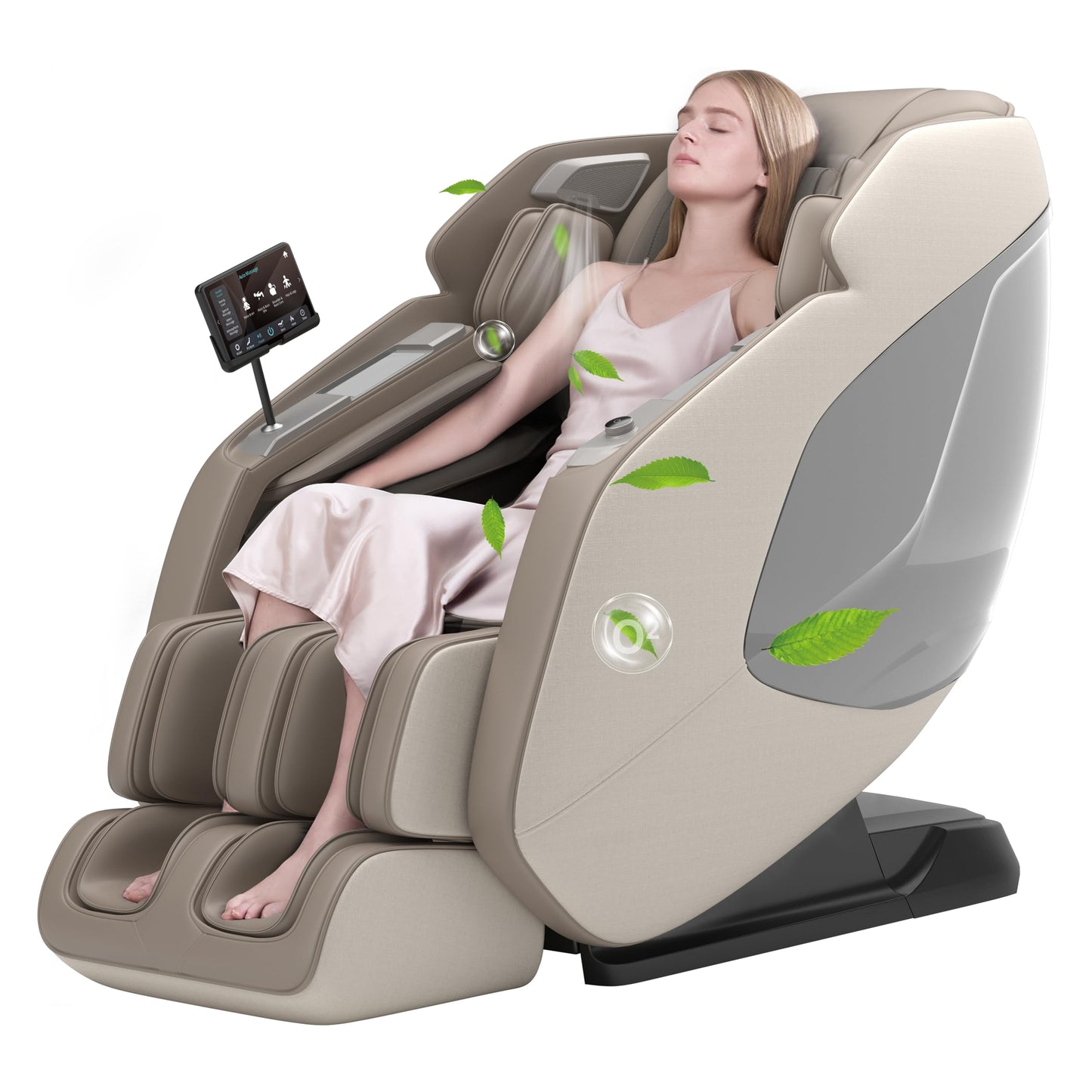 Real Relax 4D Massage Chair Full Body, Zero Gravity SL Track Recliner with Backlit Toch Pad, Negative Ion Purification, Aromatherapy, 20 Auto Modes, Yoga Stretching, Auto Body Scan, Brown