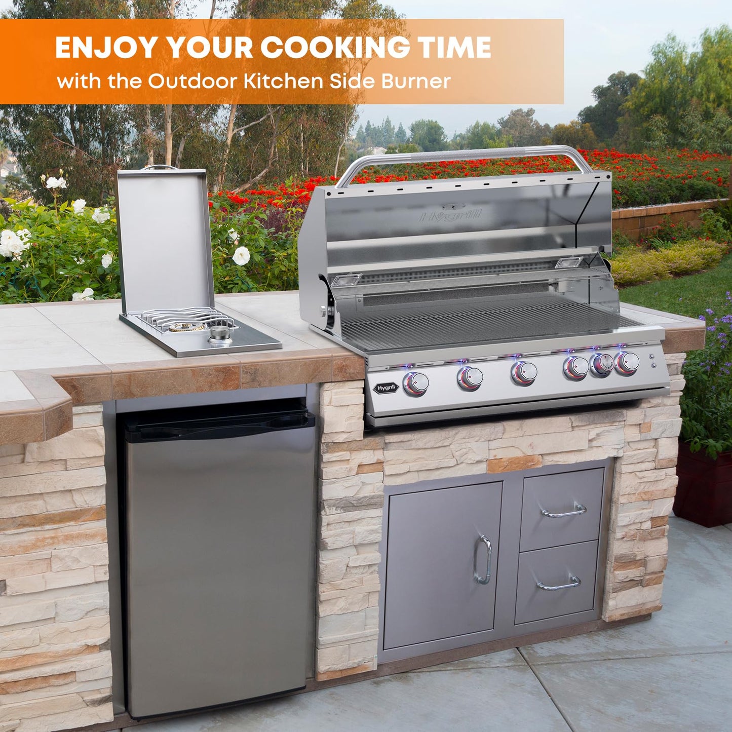 Stanbroil Built-in Single Side Burner for Outdoor Kitchen, 304 Stainless Steel Grilling Side Burners - Natural Gas Only