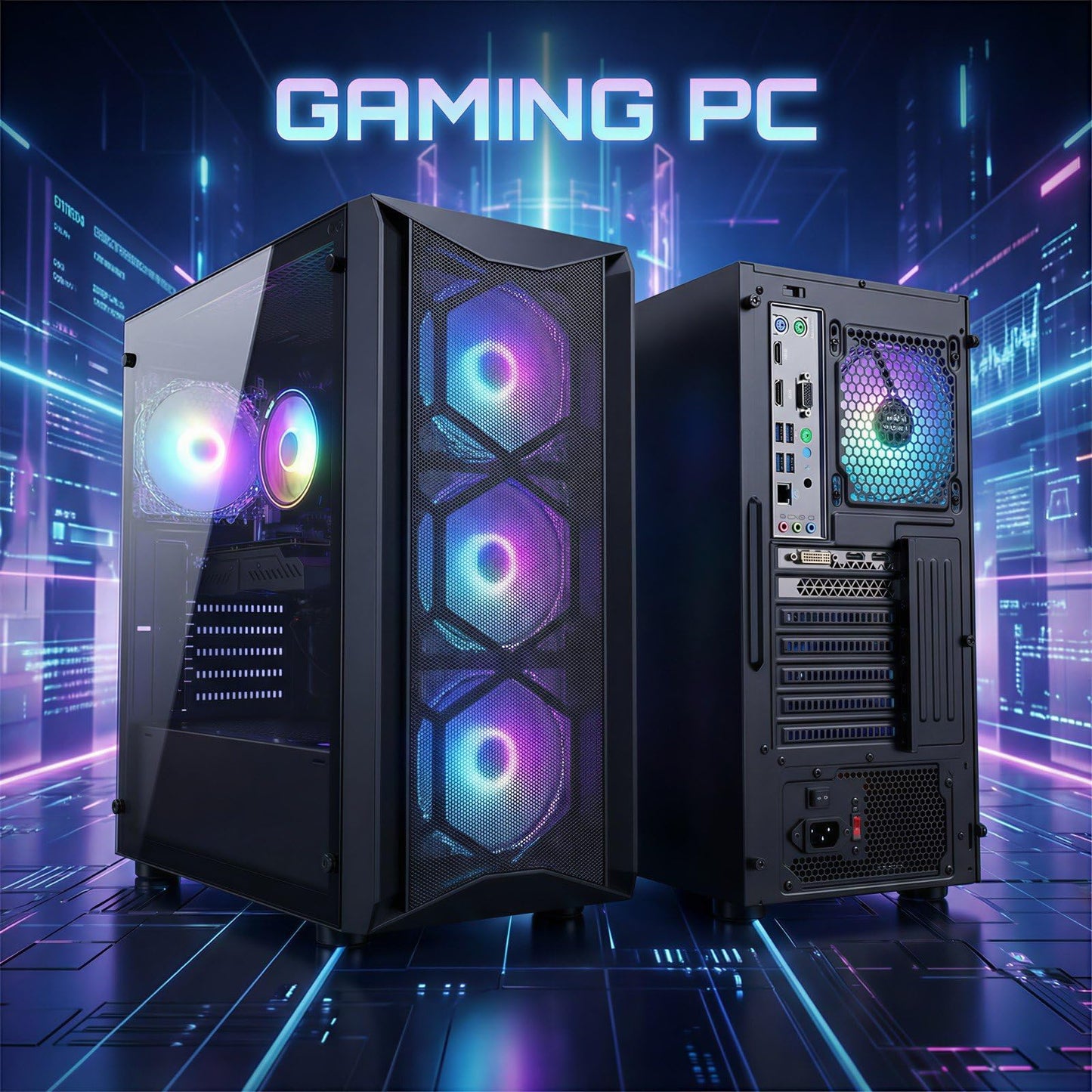 STGAubron Gaming PC Computer Desktop, Intel Core i7 8th Gen up to 4.1G, GeForce RTX 3050 6G, 16G DDR4, 512G SSD, WiFi 6, BT 5.2, RGB Fan x4, Windows 11 Home