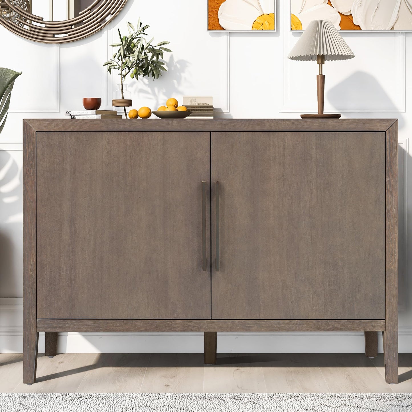 Merax Wood Farmhouse Buffet Sideboard with Metal Handles and 2 Doors