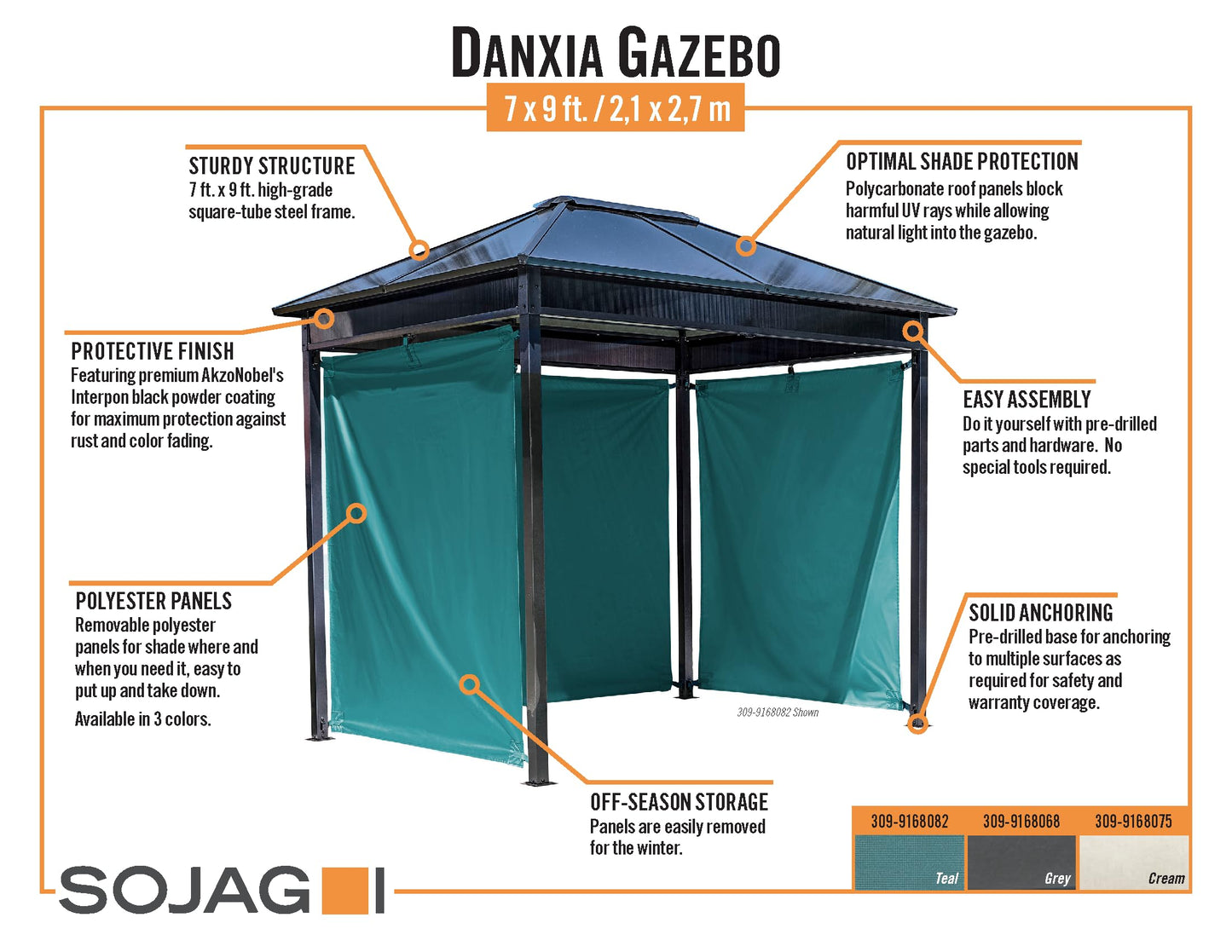 Sojag Danxia Grey 7 Ft. X 9 Ft. Gazebo
