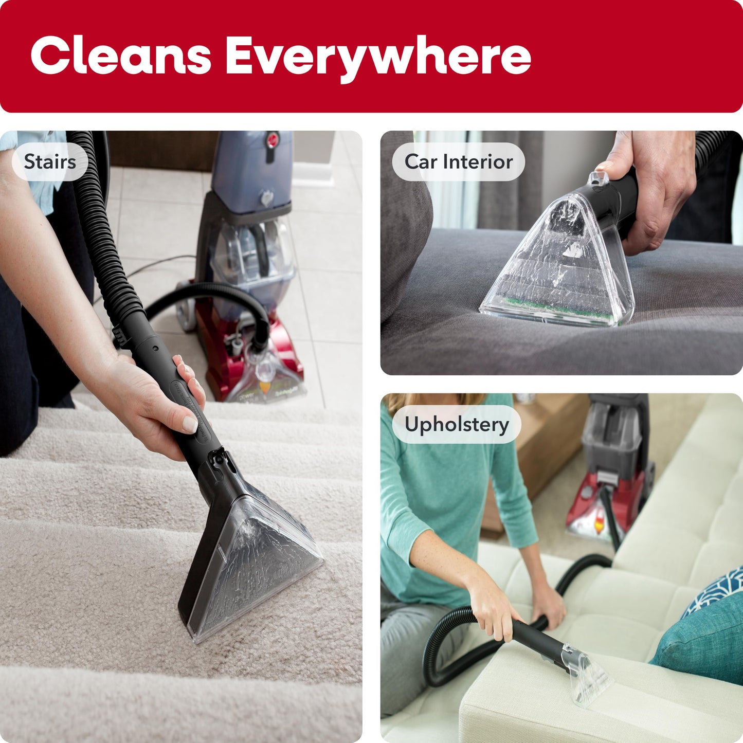 Hoover PowerScrub Deluxe Carpet Cleaner Machine, Deep Cleaning Carpet Shampooer Machine, SpinScrub Brushes, HeatForce Drying, Pet & Upholstery Tools, Pair with Hoover Carpet Cleaner Solution