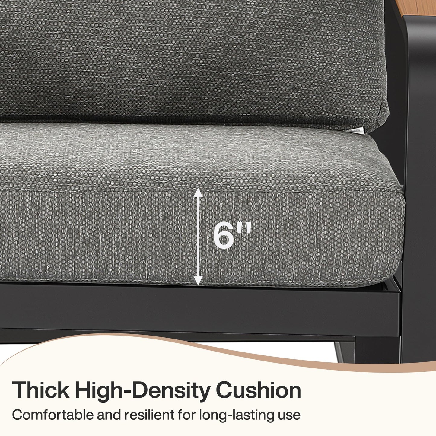 Tribesigns 3-Piece Outdoor Patio Furniture Set with 2 Armchairs & 1 Side Table, Modern Metal Patio Bistro Set with 6'' Thick Cushions, All-Weather Conversation Set for Balcony, Porch, Gray
