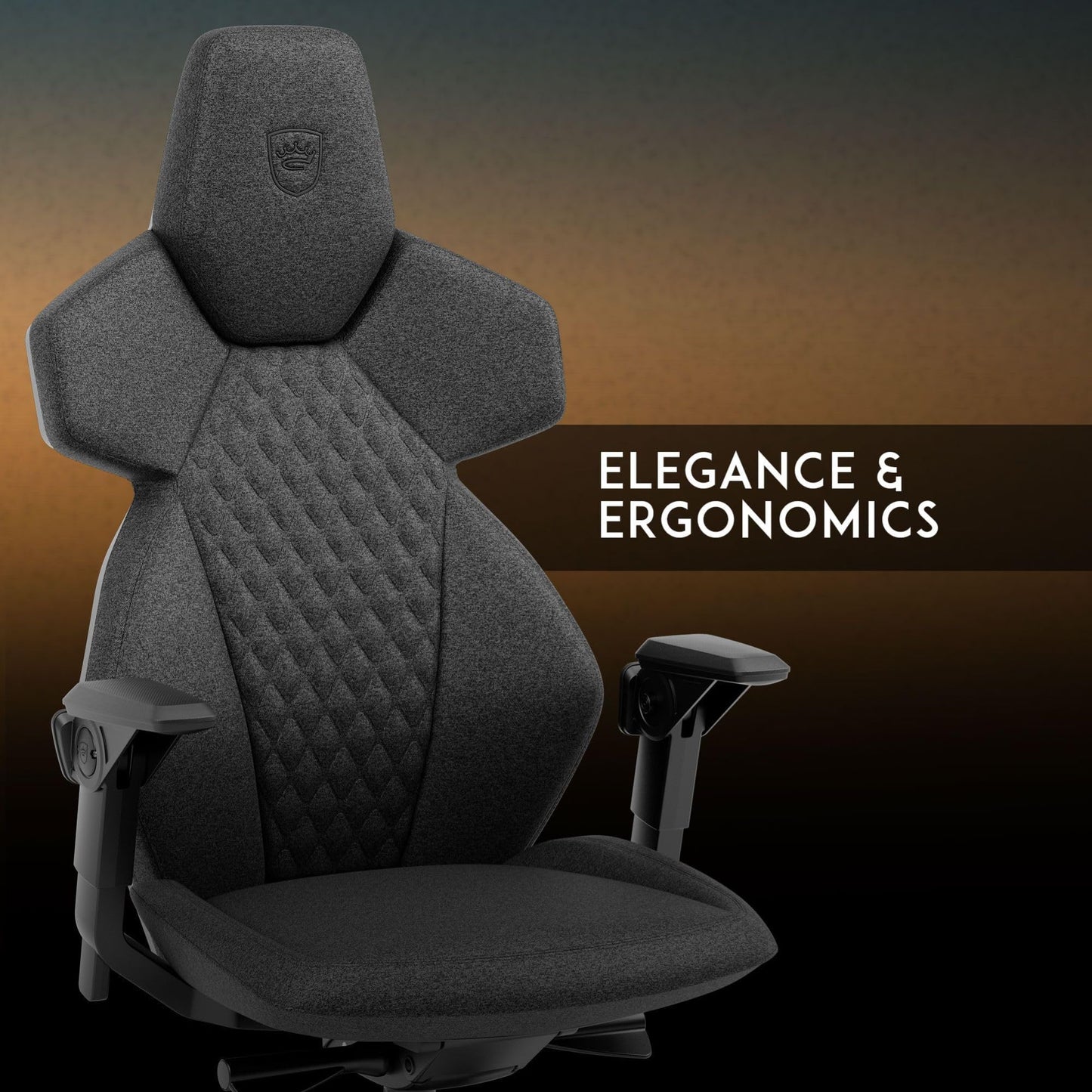 noblechairs Dawn TX Gaming Chair - Granite-Ergonomic Desk Chair with Folding Armrests, Synchronous Mechanism, Fabric Cover, Lumbar Support, Universal Wheels