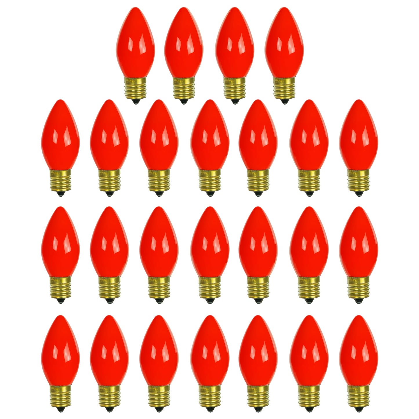 Sunlite C9 Colored Night Light Bulb, 7W, 120V, E17 Base, Red, 25 Count Pack, 2000 Rated Hours