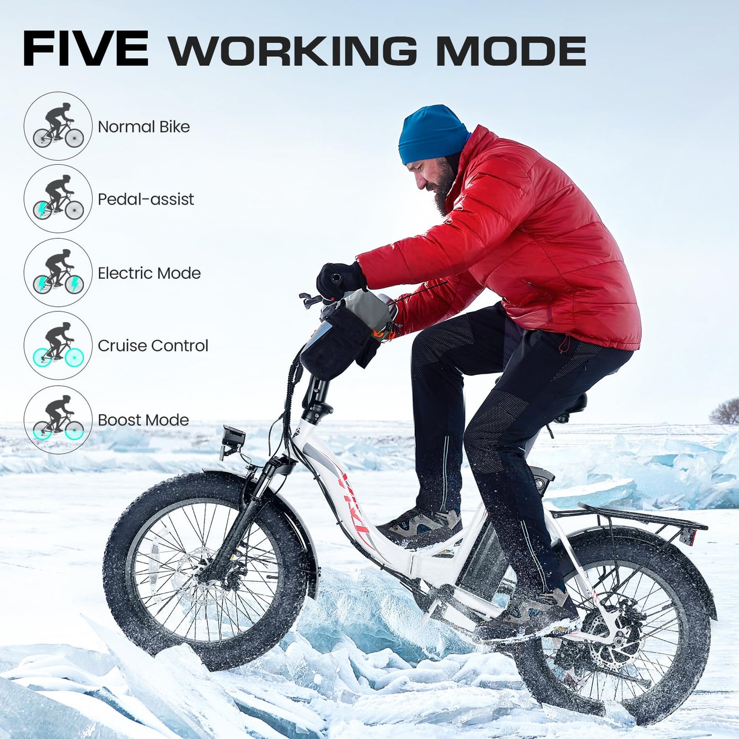 Vivi MT20UL Foldable Electric Bike 20" x3.0 Fat Tire Electric Bike with 48V 499.2WH Removable Battery, 500W, Up to 50 Miles EBike, 7-Speed, 19.8MPH, Cruise Control, SGS Certified to UL2849