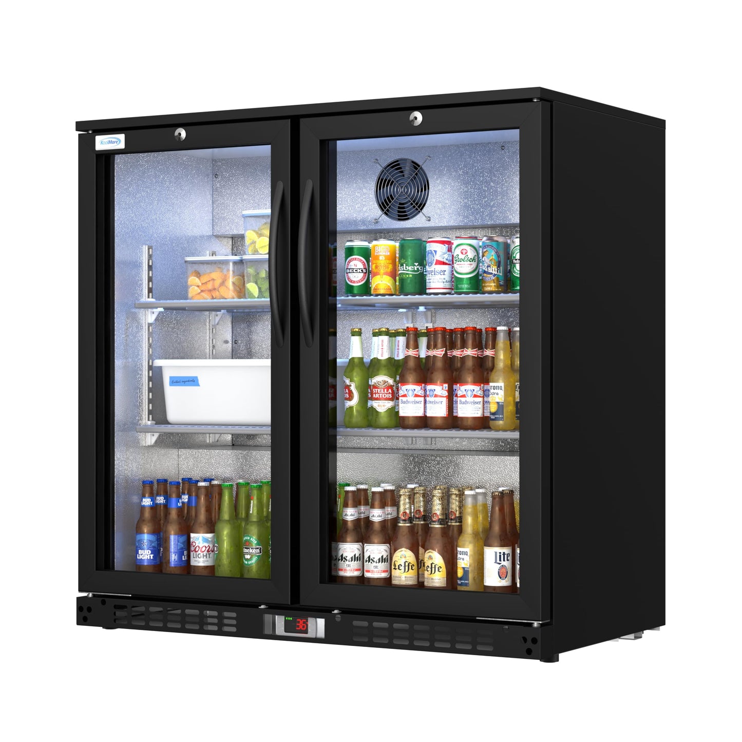 KoolMore BC-2DSW-BK Refrigerator, Double Door, Black