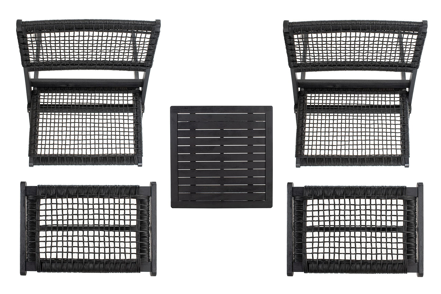 SAFAVIEH Outdoor Collection Casella Acacia Wood 5-Piece Patio Set PAT7077C, Black/Black