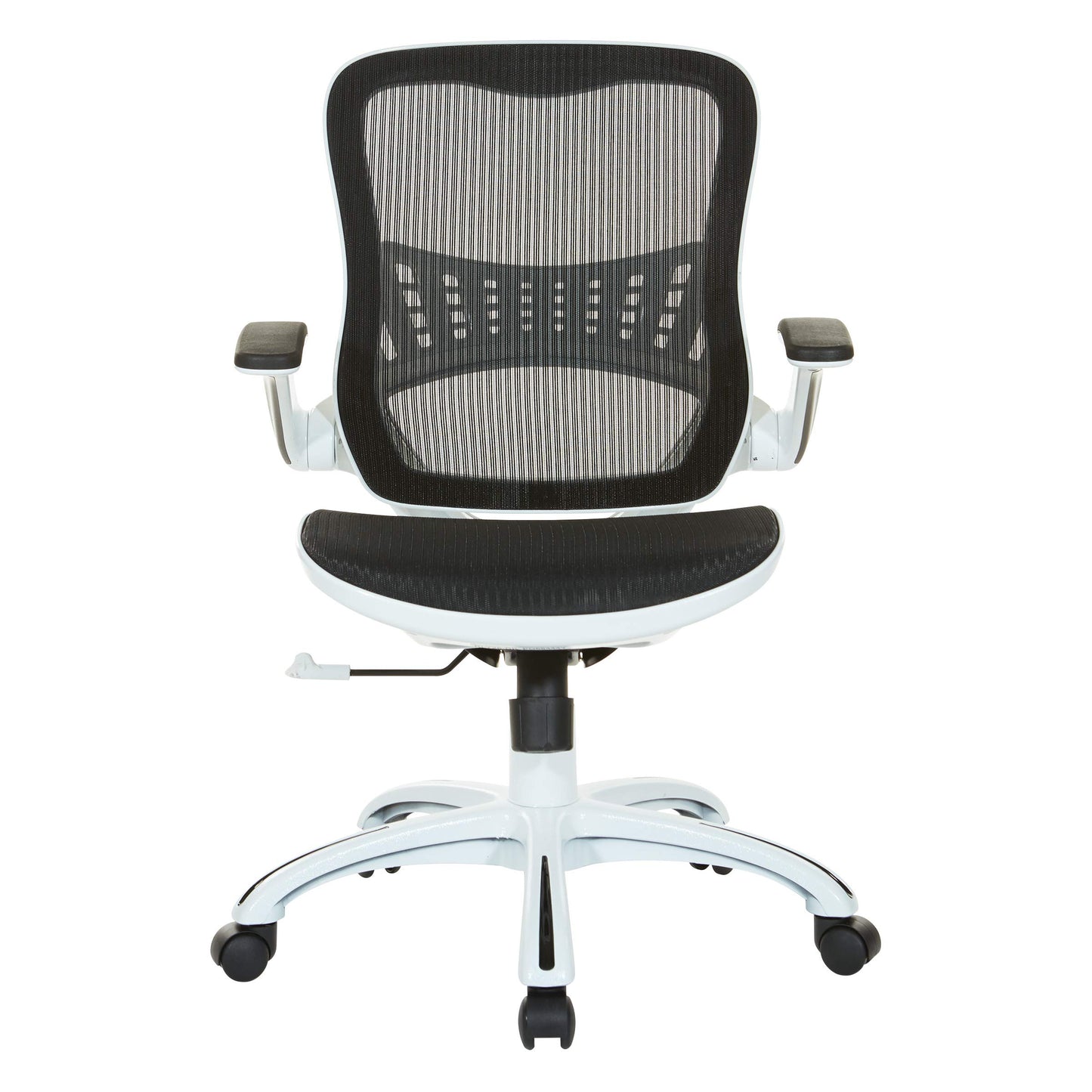 OSP Home Furnishings Riley Ventilated Manager's Office Desk Chair with Breathable Mesh Seat and Back, White Base with Black
