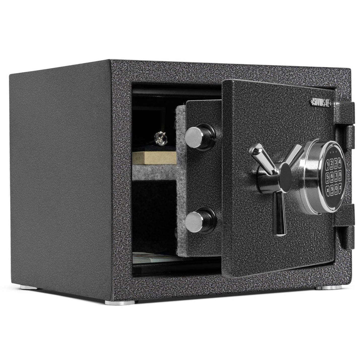ISLANDSAFE 1200°F 30 Minutes Fireproof and Waterproof Safe Box, Digital Fire Proof Safe with 3 Spoke Detachable Handle, Personal safe for Home Office Money Gun (1.29Cubic Feet Black)