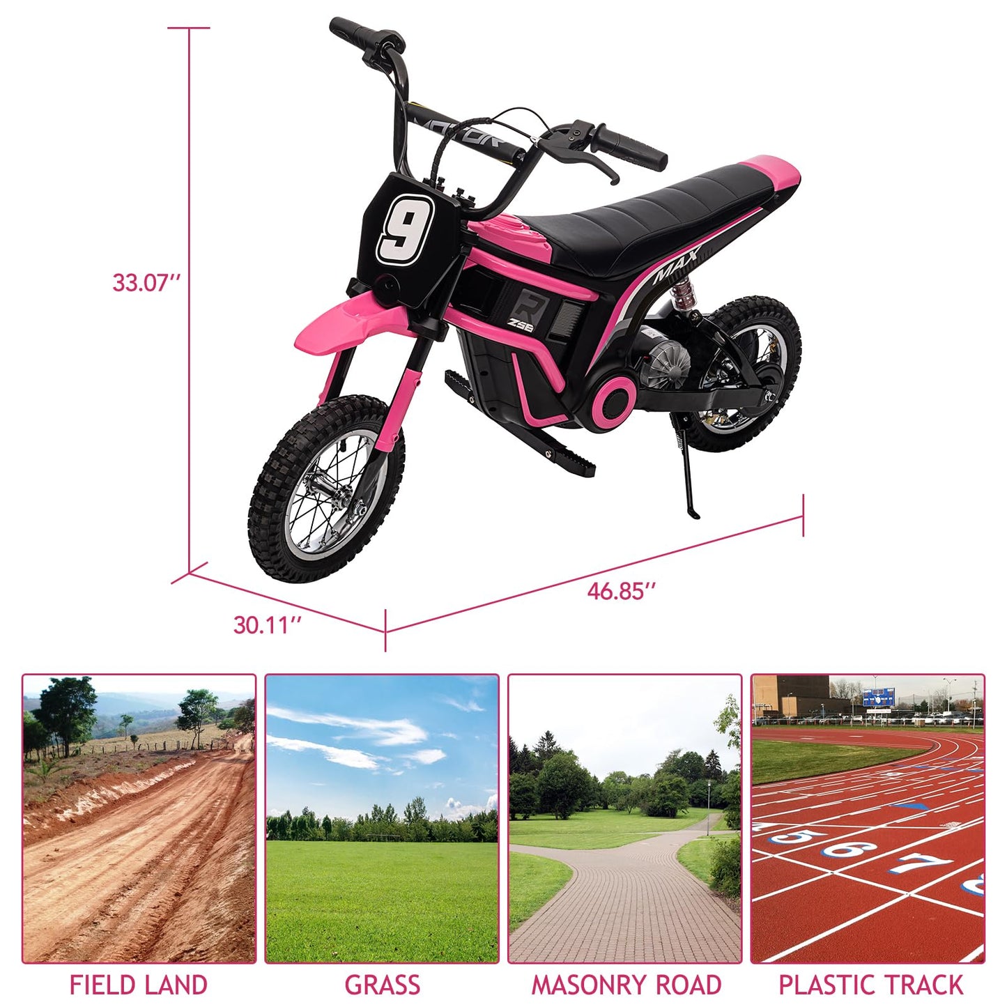 24V 350W Electric Dirt Bike for Kids – 3-Speed Modes, 14.29MPH Max Speed, ASTM-Certified Safe Motorcycle with Shockproof Suspension, Best Gift for Boys & Girls