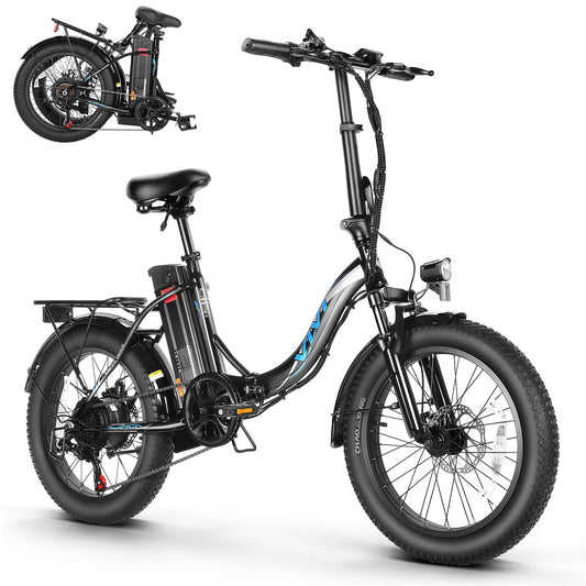 Vivi MT20UL Foldable Electric Bike 20" x3.0 Fat Tire Electric Bike with 48V 499.2WH Removable Battery, 750W, Up to 50 Miles EBike, 7-Speed, 19.8MPH, Cruise Control, SGS Certified to UL2849