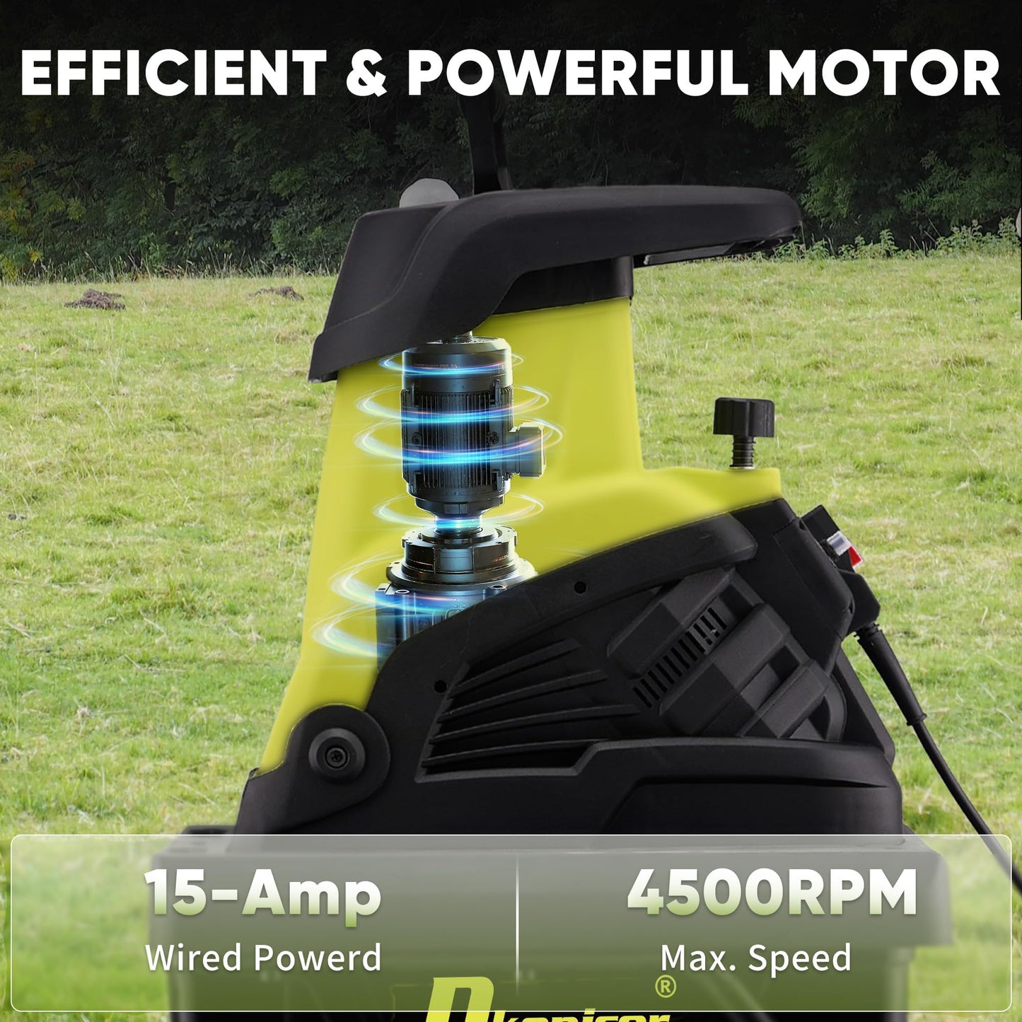 Dkenicor Wood Chipper Shredder,1800W Cutting Diameter of 1.77 inch with 10 Gallon Collection Bin 15-Amp Electric Wood Chipper Shredder for Quick Cleanup Ideal for Branches, Garden Waste, Green