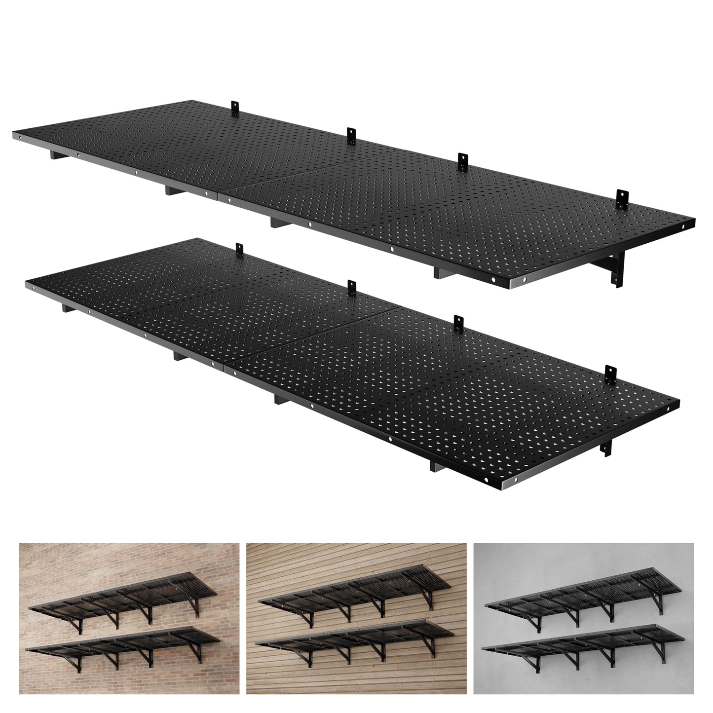 BOBIBAN 4 Pack Garage Wall Shelving Heavy Duty 2x3ft, Black
