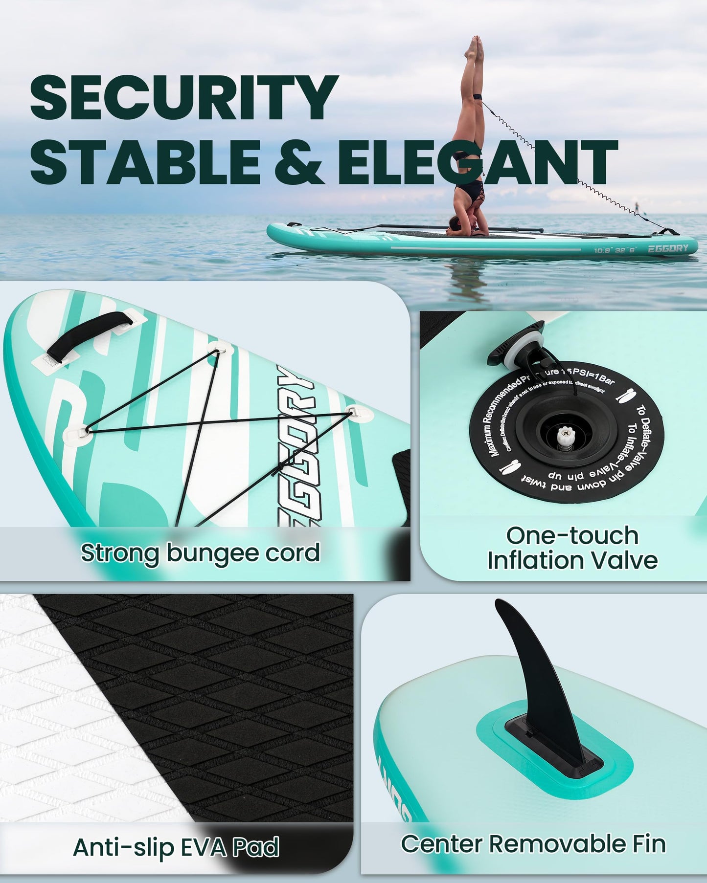 Inflatable Paddle Board,Stand Up Paddle Board Set, Extra Wide SUP Board with Removable Fin, Floating Paddle, Hand Pump, Ankle Leash, Traveling Board