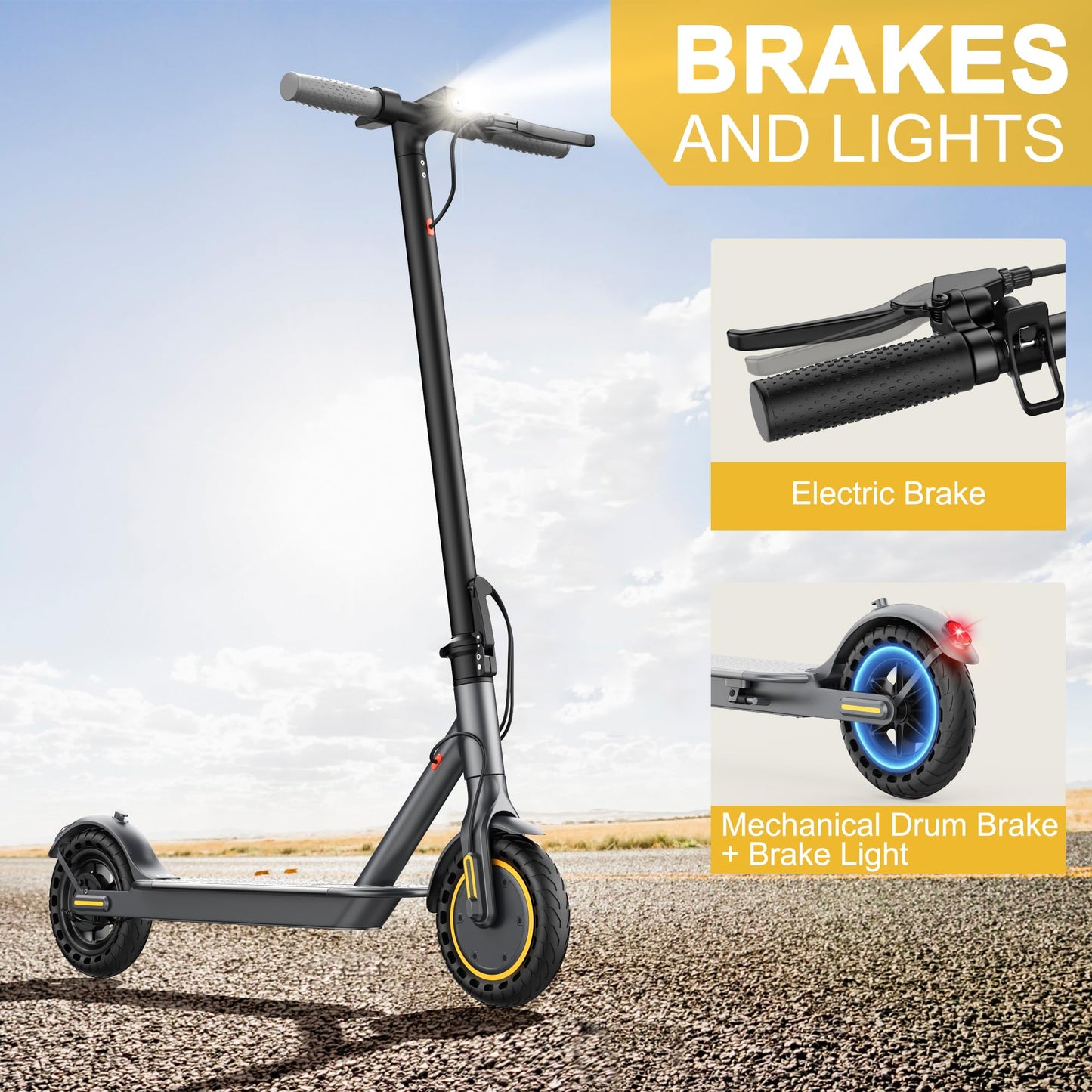 Qlaway 8.5" Aluminum Alloy Frame E Scooter for Adults 19 MPH Sport Escooter 350W Motor, Electric Scooter Up to 22 Miles Range, Bearing 265 LBS/APP Control-Gray