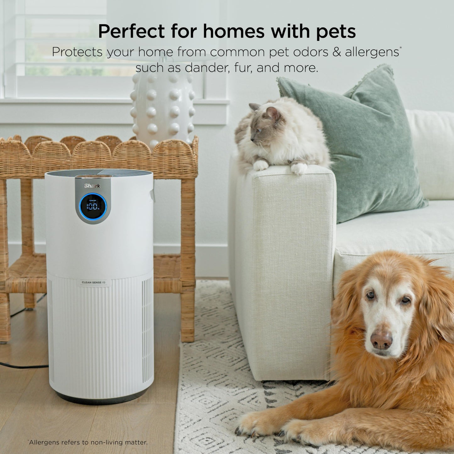 Shark Air Purifier for Home, Office, and Bedroom, Clean Sense Technology, HEPA Air Filter, 1200 Sq Ft, Captures 99.98% of Particles, Pet Dander, Pollutants, Dust, Smoke, Allergens & Smells, HP202