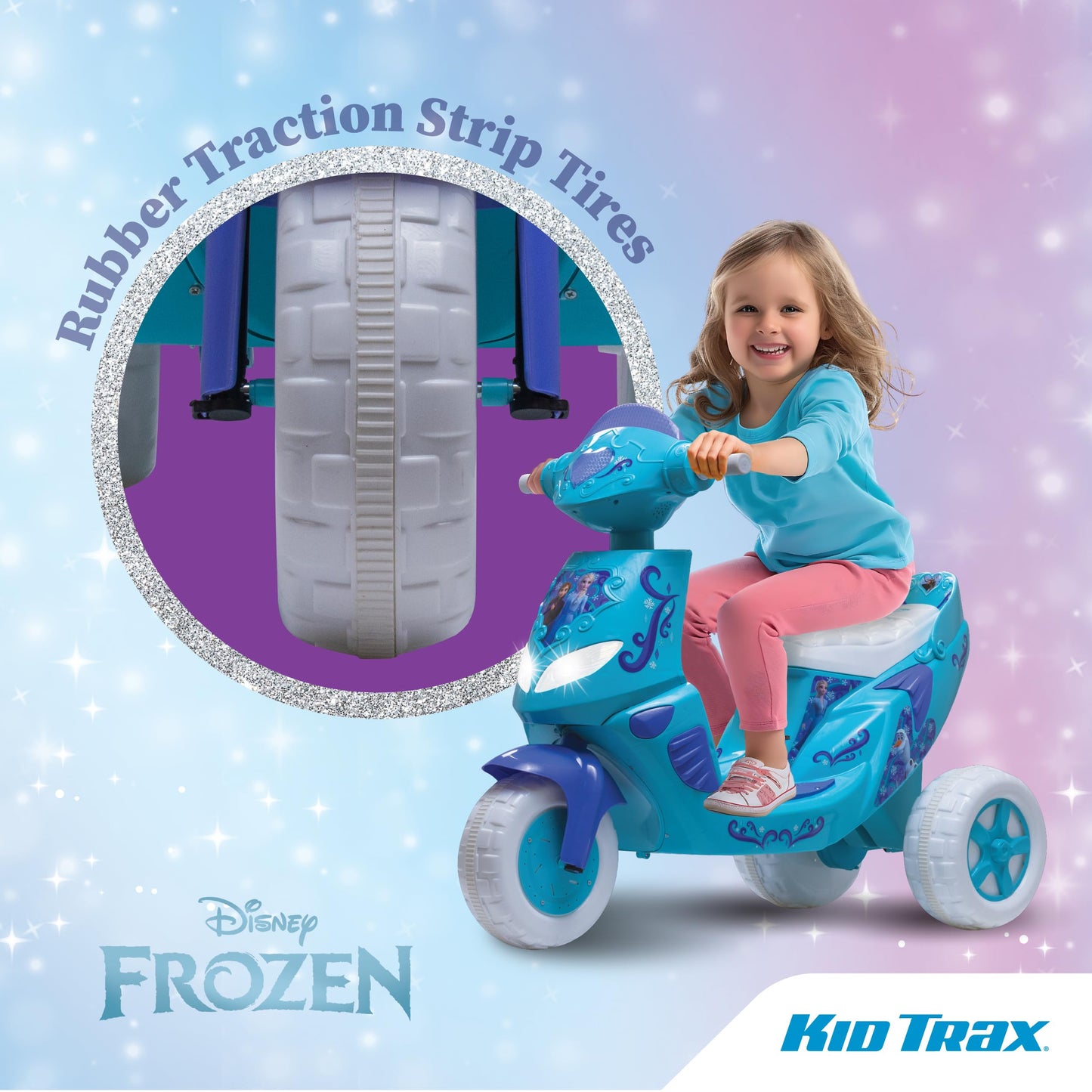 Kid Trax Disney Frozen Kids Scooter Ride On Toy, 6 Volt, Kids 3-5 Years Old, Max Weight 55 lbs, Single Rider, Battery and Charger Included, Blue