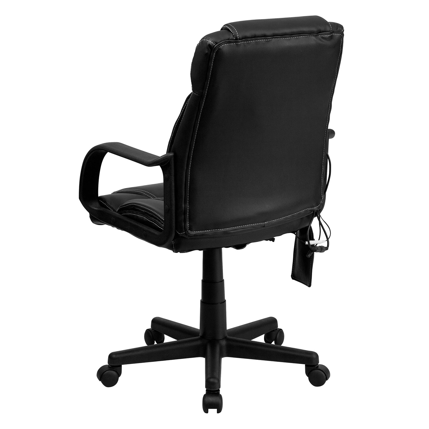 Flash Furniture Laverne Mid-Back Ergonomic Massaging Black LeatherSoft Executive Swivel Office Chair with Arms