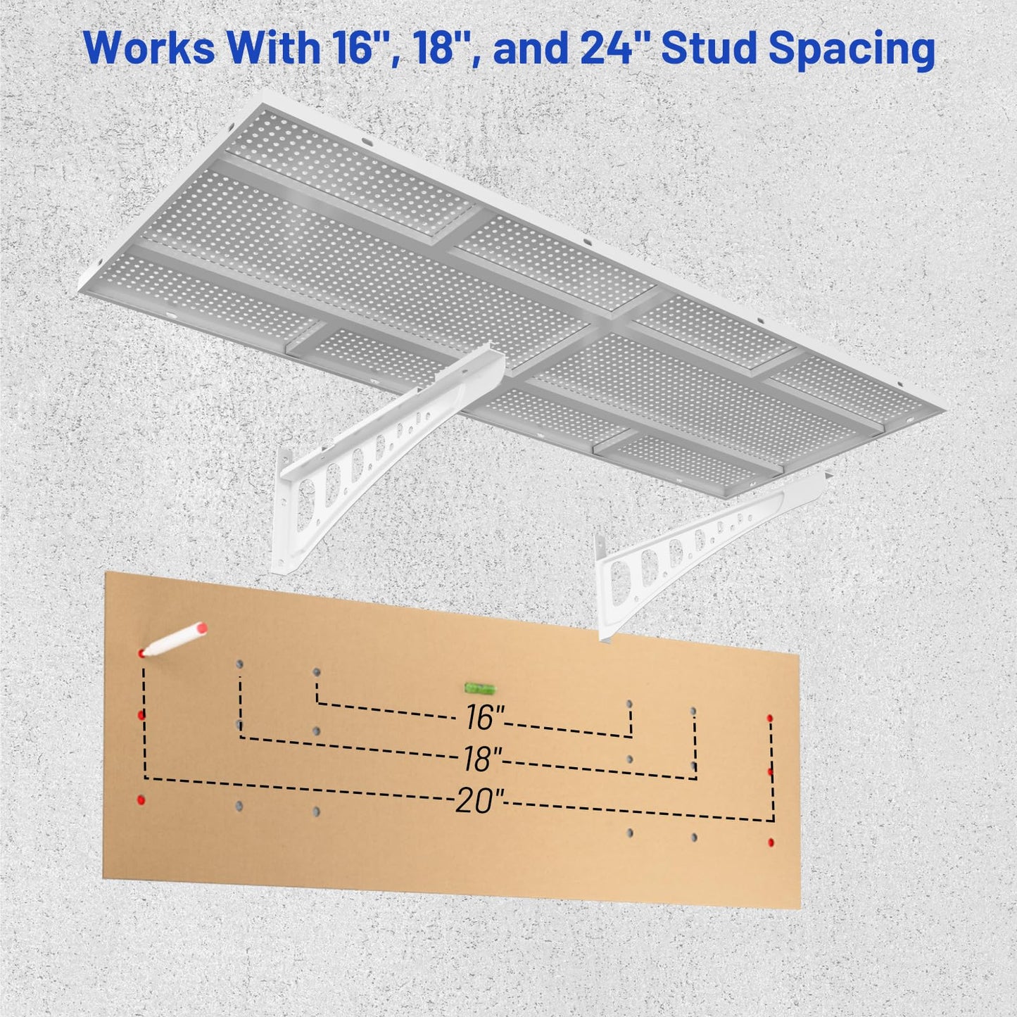 ZONEGRACE 4-Pack 1.5x4ft Garage Storage Wall Shelves, 1000 Lbs Heavy Duty Wall Mounted Shelves, Flat Rack Garage Floating Shelves With Complete Install Kit, White