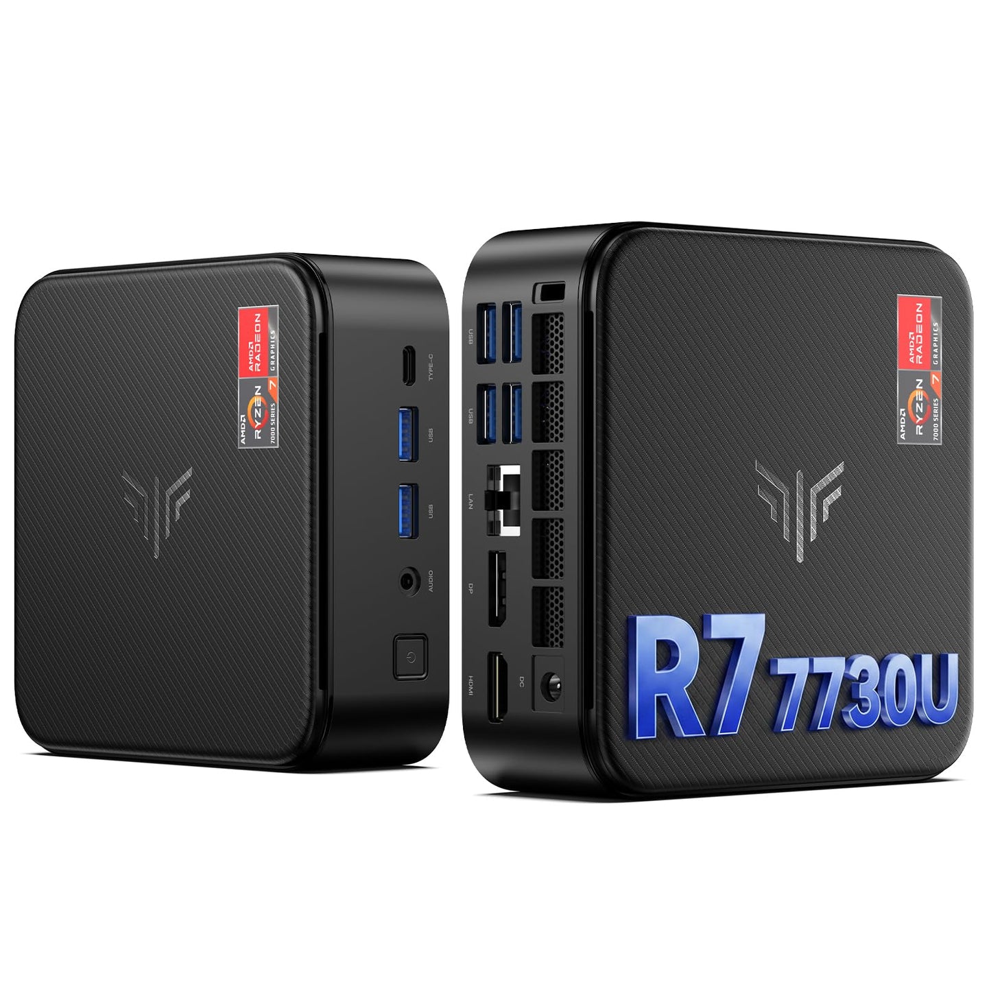 KAMRUI E3B Mini Gaming PC Windows 11 pro, AMD Ryzen 7 7730U (Upgraded 7640HS/7430U), 32GB RAM 1TB M.2 SSD Desktop Computers, 4K Triple Display/Type-C/WiFi6/BT5.2 for Gaming | Business | Home | Office