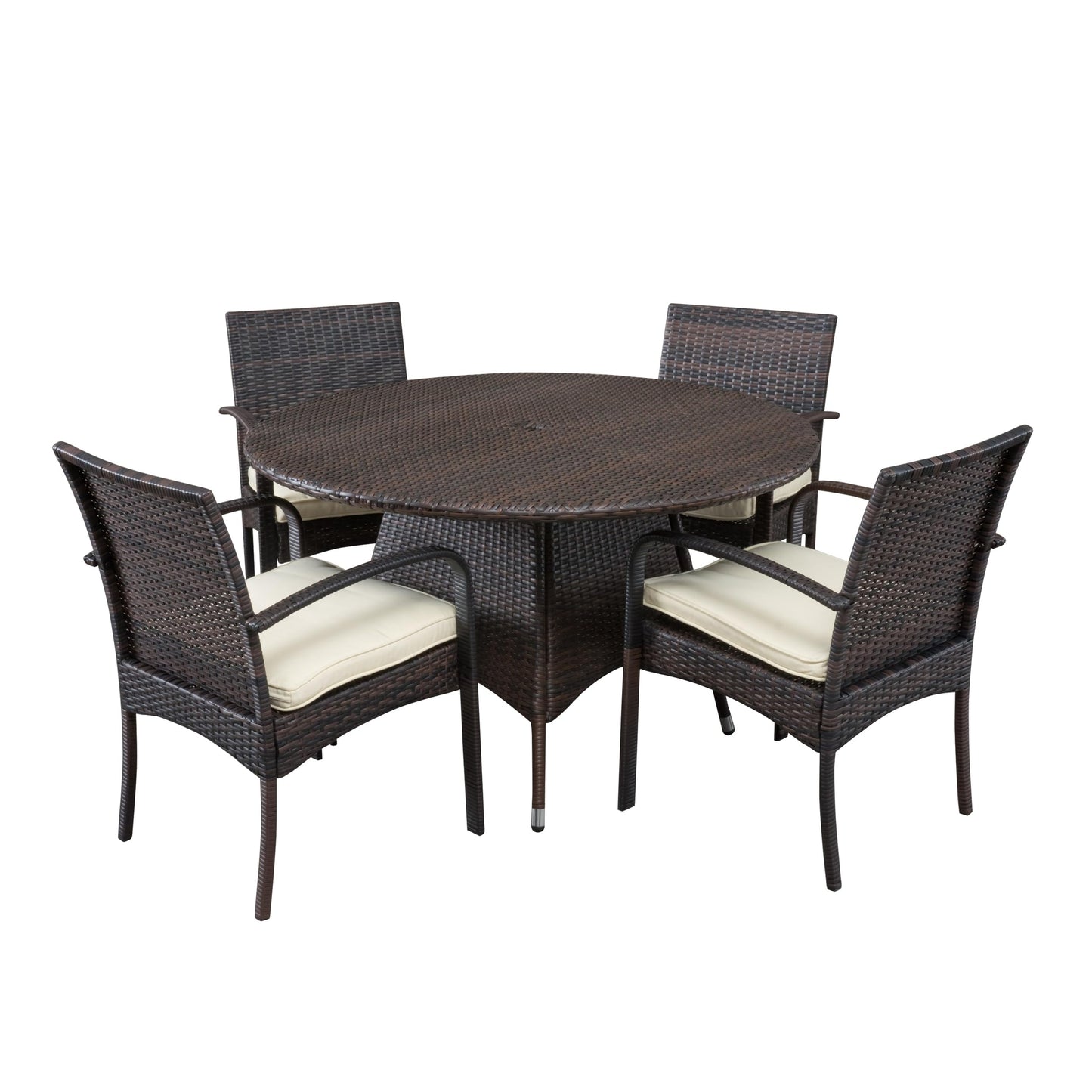 Christopher Knight Home Outdoor 5 Piece Multi-Brown Wicker Dining Set with Cushion