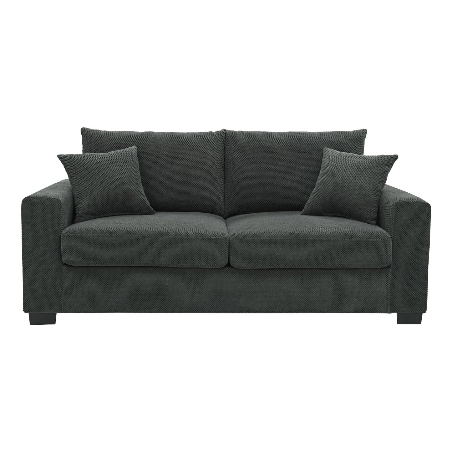 Ball & Cast 69" Loveseat Sofa, Modern Love Seat Couches for Living Room, Button Tufted Upholstered Small Couch with 2 Throw Pillows for Bedroom,Apartment,Office,Easy Assembly,Dark Grey