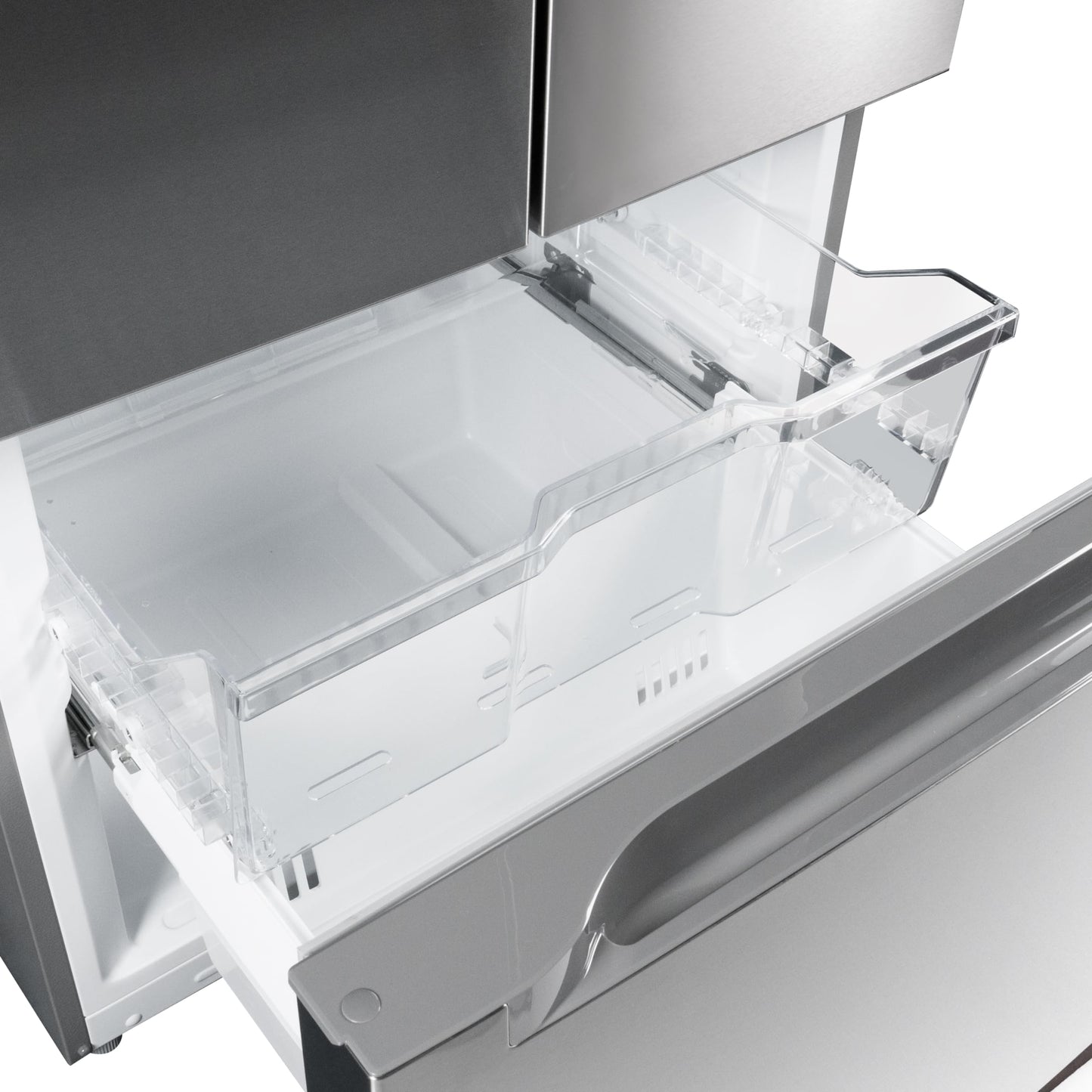 KoolMore 30-Inch and 18.5 cu. ft. Counter Depth French Door Refrigerator with Three Doors and Deep Freezer in Stainless-Steel (KM-RERFDSS-18C)