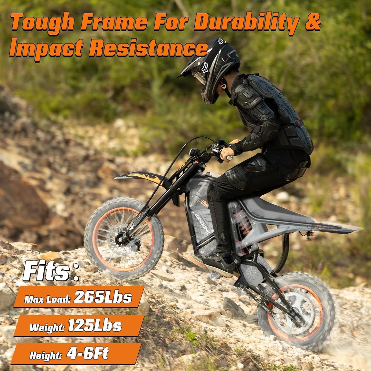 WindoneRide RM7 Electric Dirt Bike for Adults & Teens, 2200W Peak Ebike, 48V 22.4Ah, 36.9 MPH, 45 Miles, 14"/12" Tire Off-Road Electric Motorcycle, Dual Hydraulic Brakes, Fit Age 13+, Neon Green