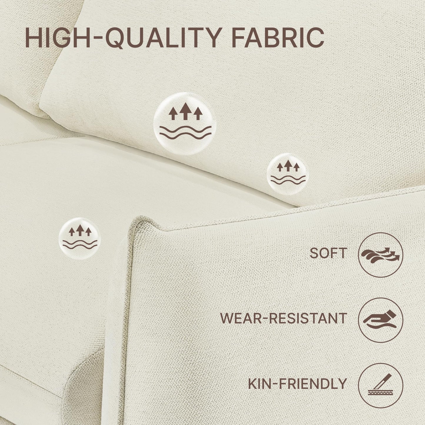 KISLOT 89" Cloud Loveseat Sofa,Chenille Fabric Couch with 3 Deep Seater, Modern Love Seat,Comfy Thick Cushion,Upholstered Sofa Couch for Living Room Bedroom Apartment,Warm White