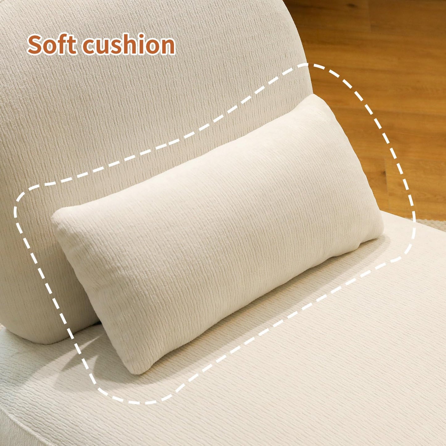 KEIKI Cute Accent Chair Set of 2, Living Room Single Seat Sofa with Solid Wood Legs, Velvet Comfy Armless Reading Chair for Bedroom, Apartment, Waiting Room, Balcony, White