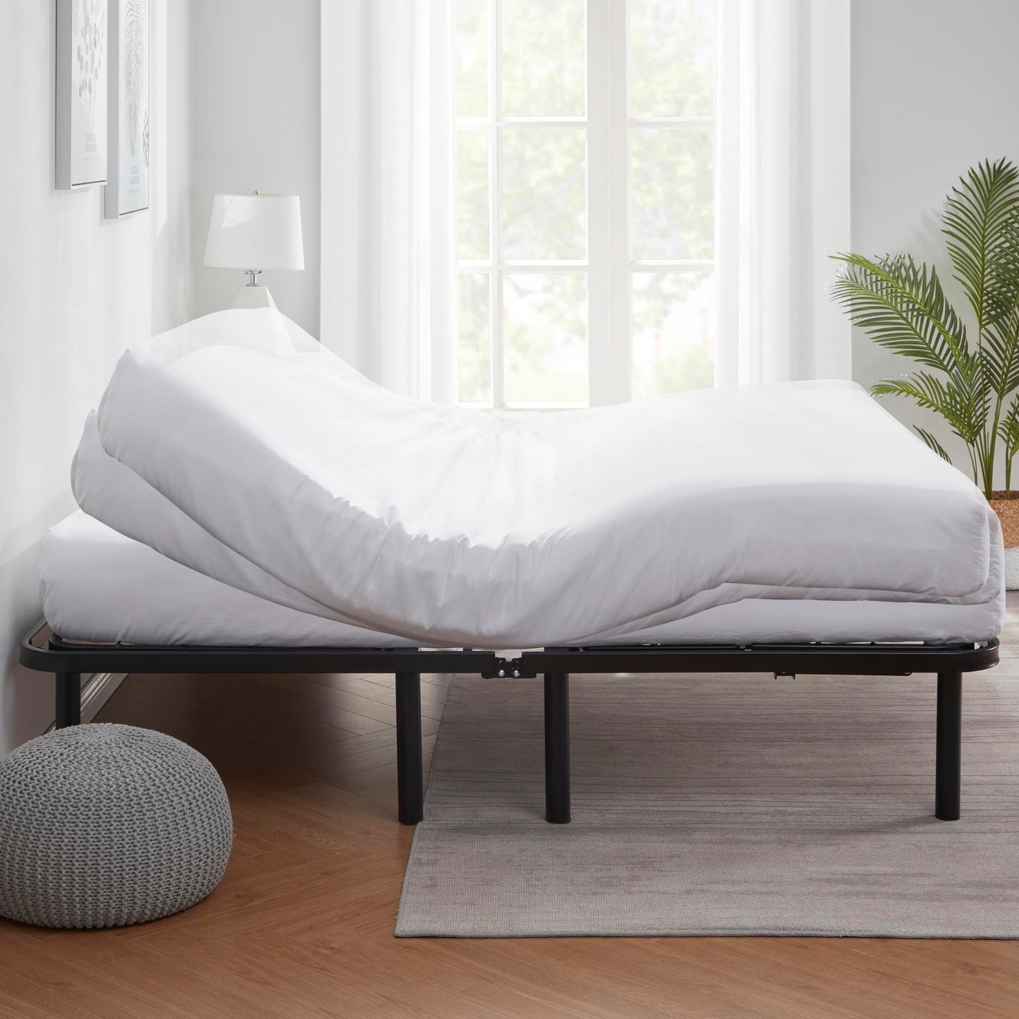 Nestl Basic Adjustable Bed Base, Split King Size Bed Frame, Motorized Head and Foot Incline, Adjustable Bed Frame, Wireless Remote, Fast & Easy Assembly