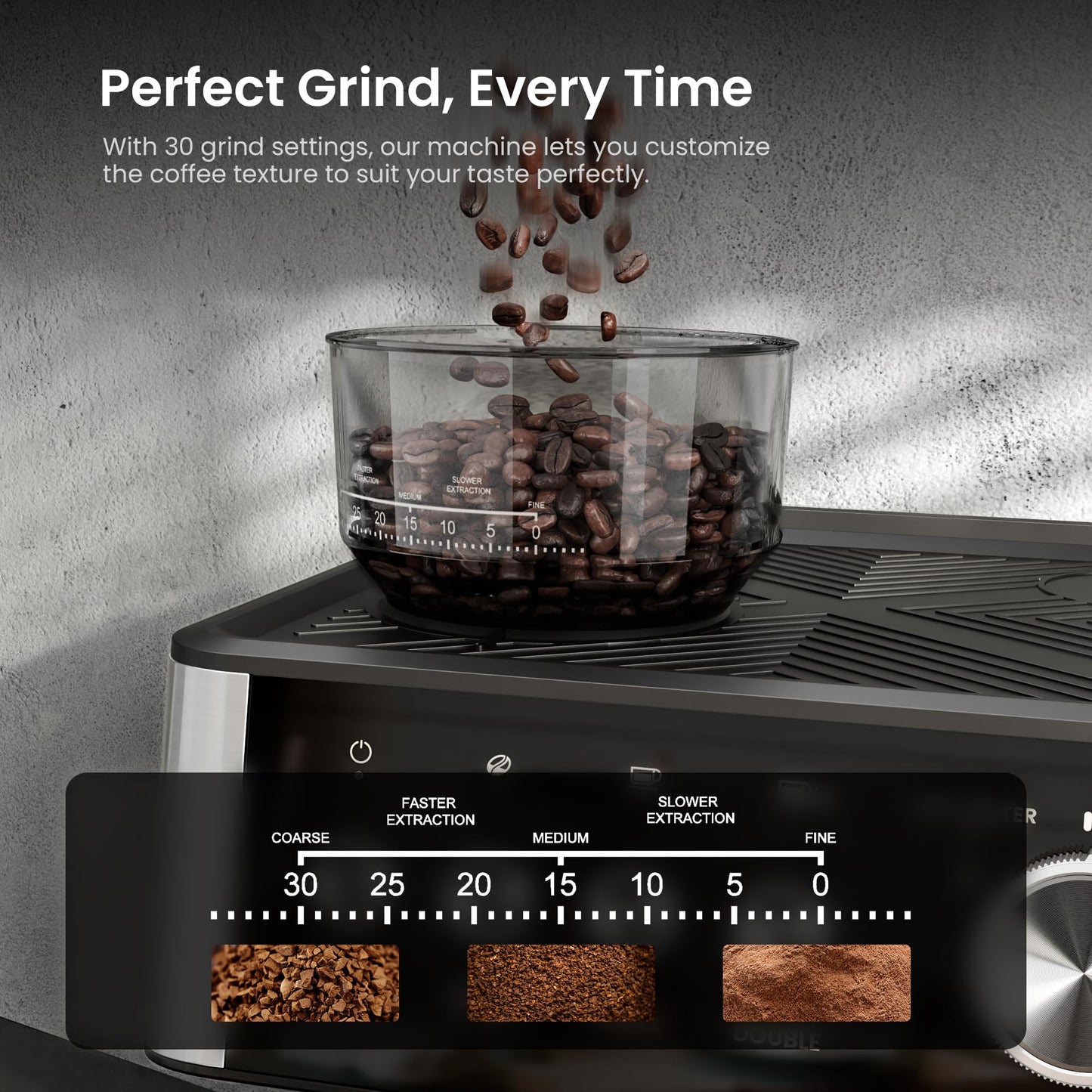 Kismile Espresso Machines with Grinder, 20 Bar Professional Espresso Maker with Removable Water Tank, Hot Water Function,Milk Frother Steam Wand for Latte&Cappuccino(Black)