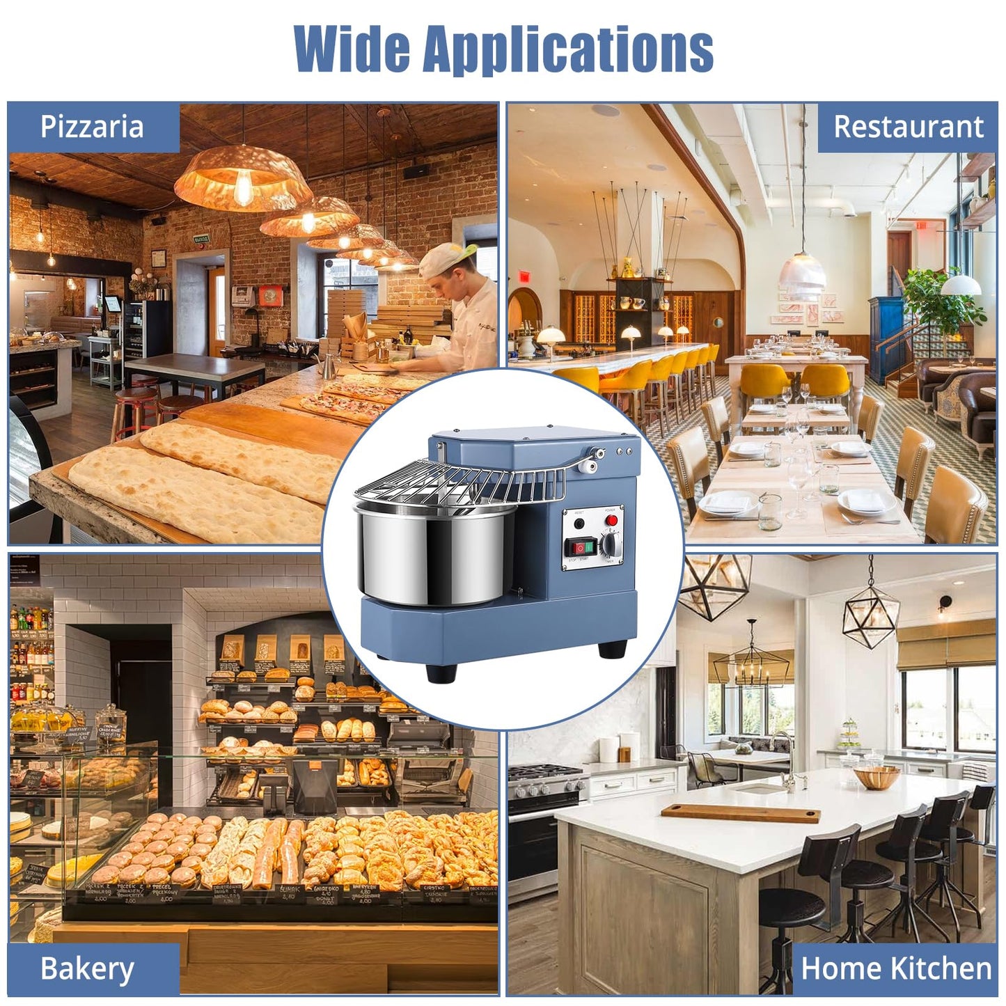Garvee Commercial Dough Mixer 10.5 QT, 650W Dual Rotating Dough Kneading Machine with Food-Grade Stainless Steel Bowl, Security Shield & Timer, Electric Spiral Mixer for Restaurant Bakery Pizzeria