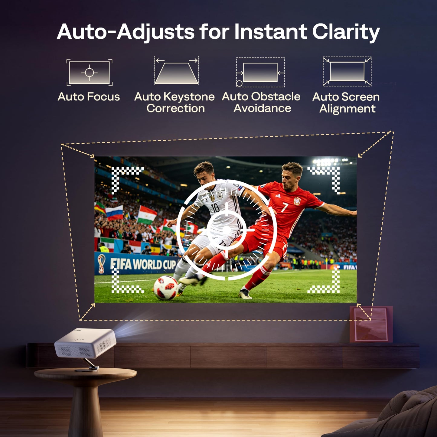 Aurzen EAZZE D1G 4K Supported Google TV Smart Projector with WiFi & Bluetooth, Auto Focus & Keystone, Dolby Audio, Zoom, Movie, Portable Mini Projector for Home & Outdoor Use