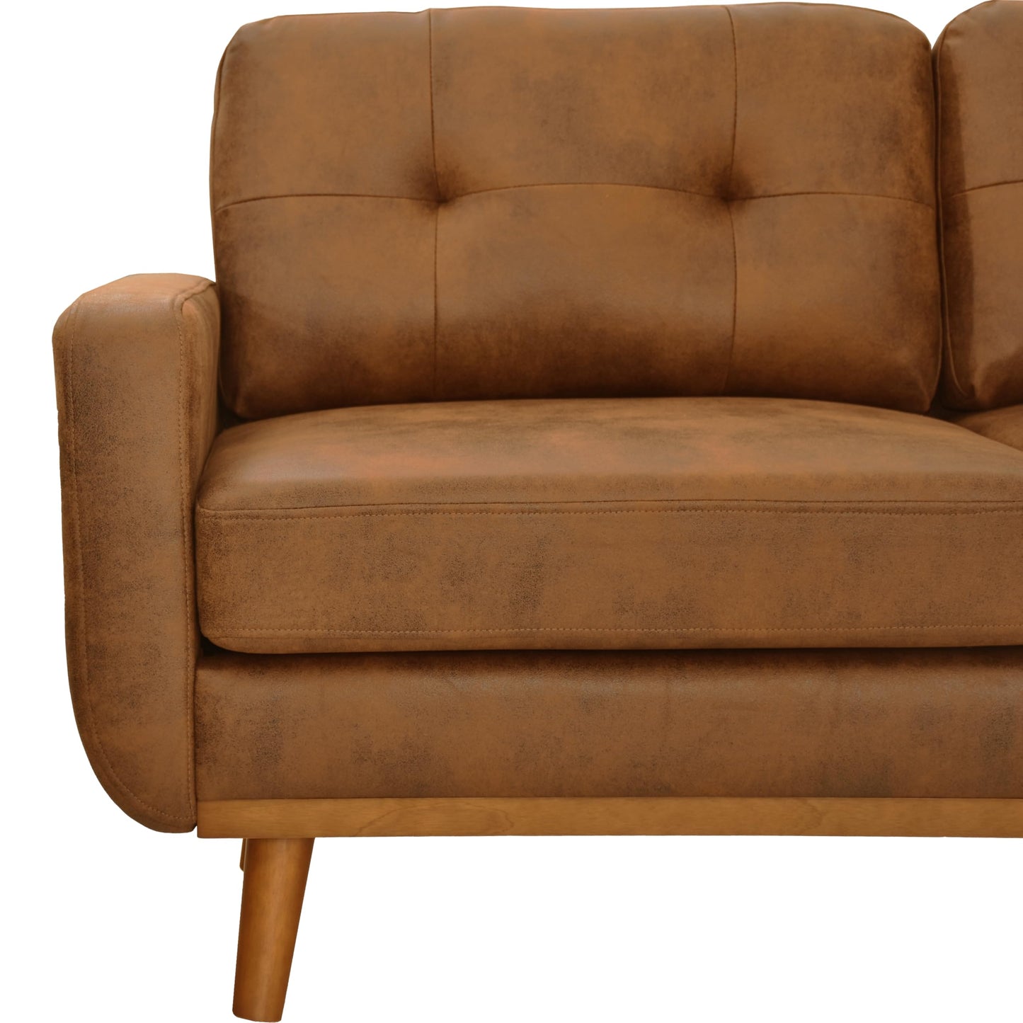 Ball & Cast 65" Loveseat Sofa,Mid Century Modern Love Seat Couches for Living Room,Button Tufted Upholstered Small Couch with Solid Wood Legs for Bedroom,Apartment,Office,Fabric,Light Brown