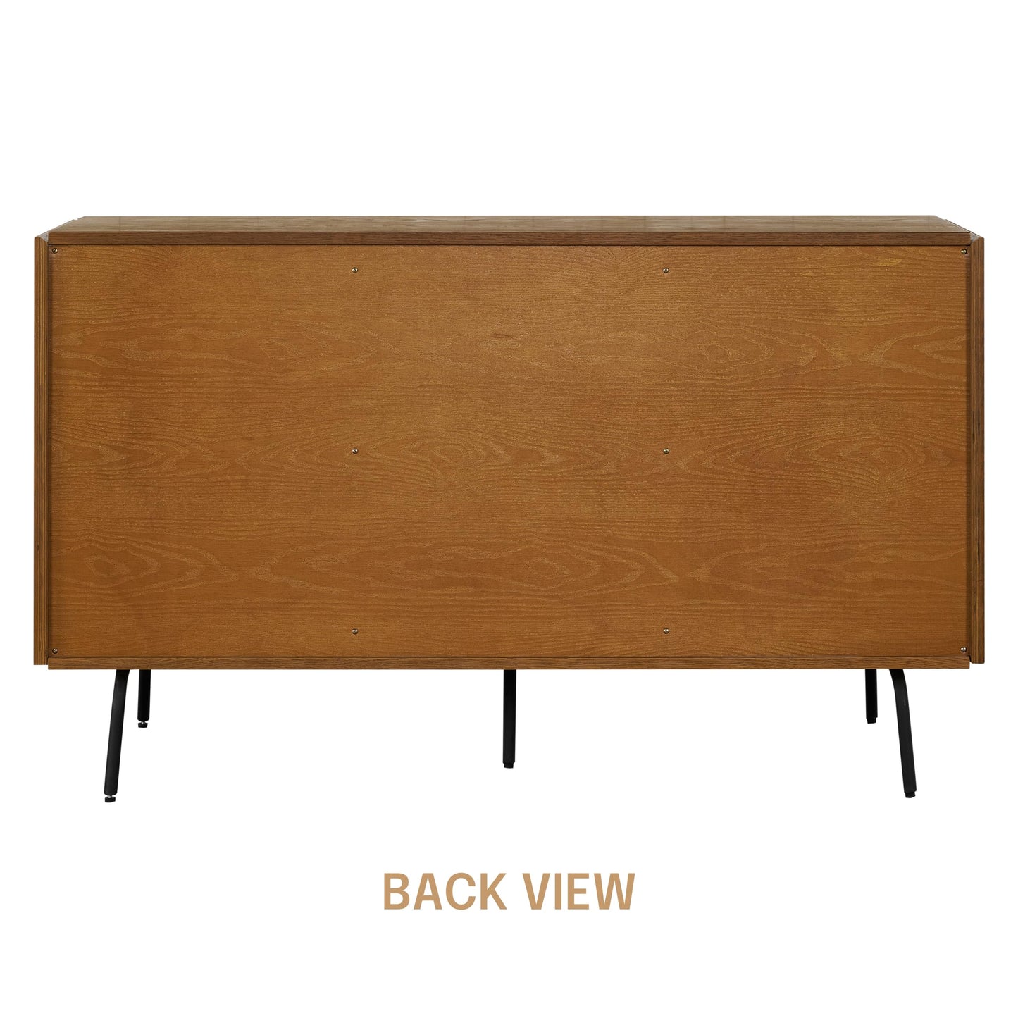 NTC Veil Modern Sideboard with 3 Doors, Buffet Cabinet with Vertical Groove Design and Metal Legs, Storage Cabinet for Living Room, and Hallway, Effortless Assembly - Rustic Oak