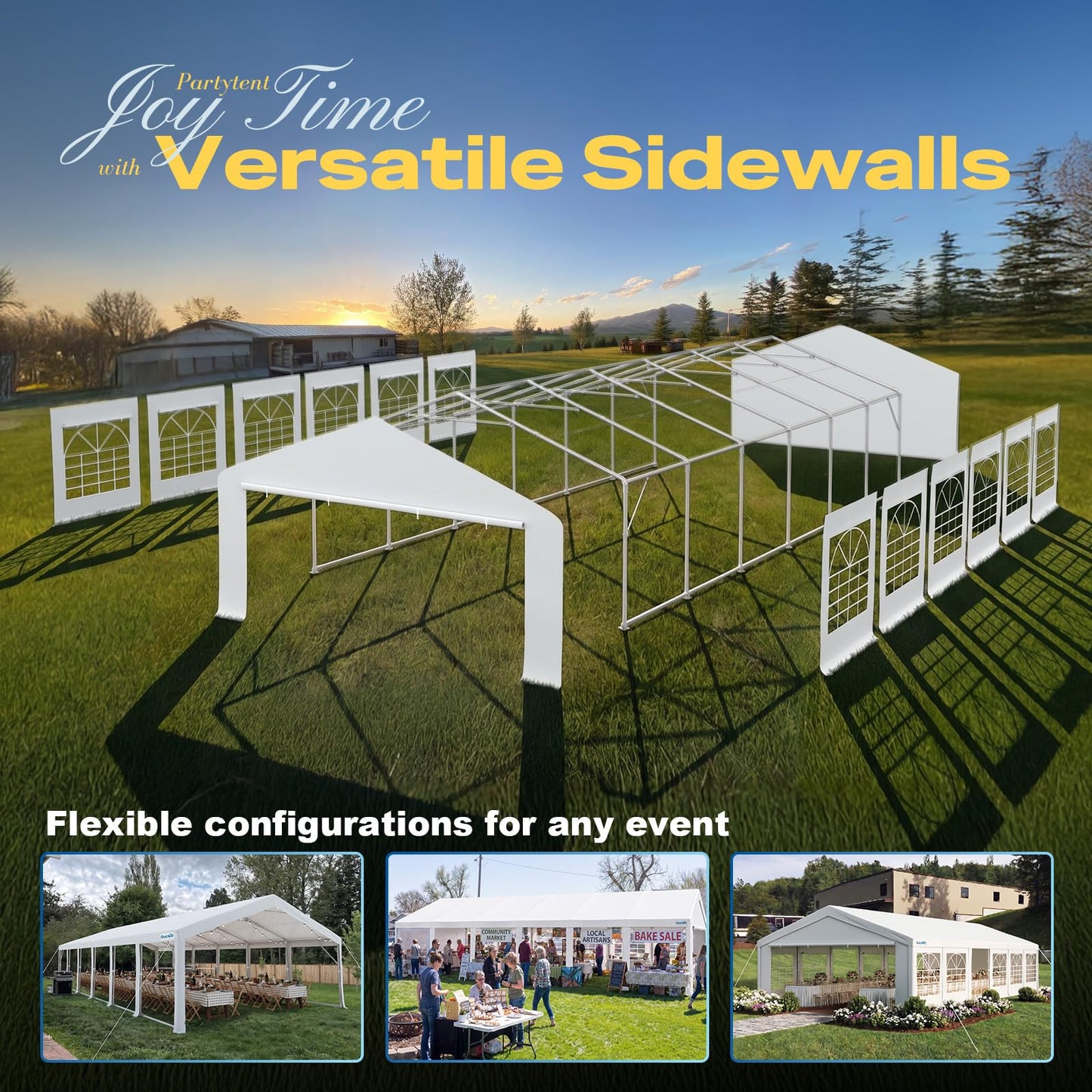 Quictent Premium 20x40 Party Tent Heavy Duty Outdoor Gazebo White Event Shelter Wedding Canopy Tent for Parties Carport BBQ with Removable Sidewall Windows & Storage Bags