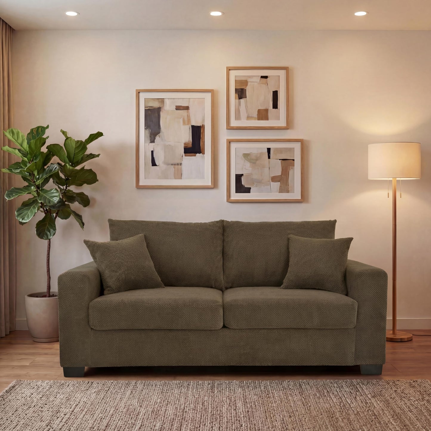 Ball & Cast 69" Loveseat Sofa, Modern Love Seat Couches for Living Room, Button Tufted Upholstered Small Couch with 2 Throw Pillows for Bedroom,Apartment,Office,Easy Assembly,Coffee