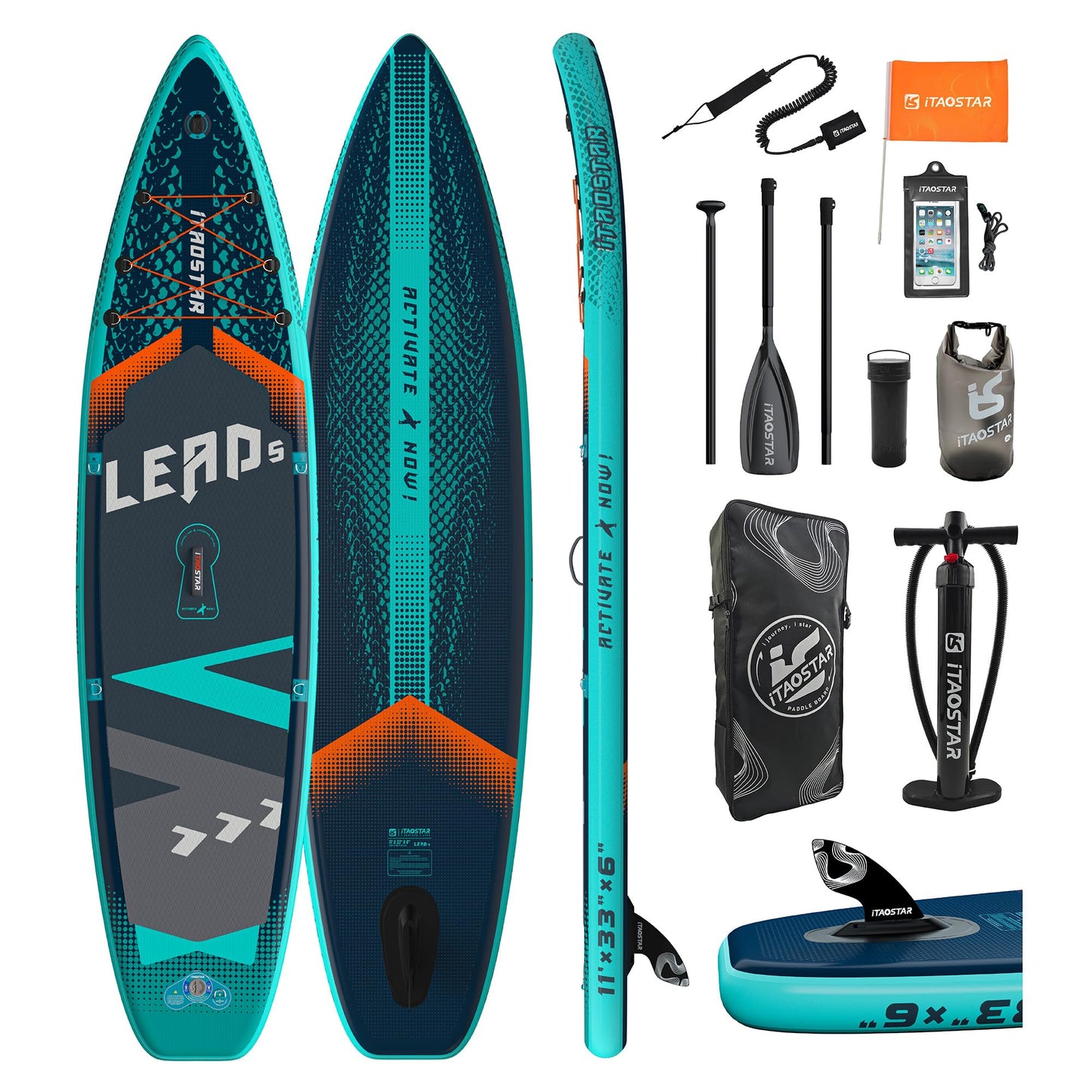 iTAOSTAR Lead 11' × 33" Inflatable Stand Up Paddle Board with Seat, Extra Wide SUP Board with 1 Fin Stable Design for Familly, Youth, All Skill Levels, Lakes, Oceans & Fishing