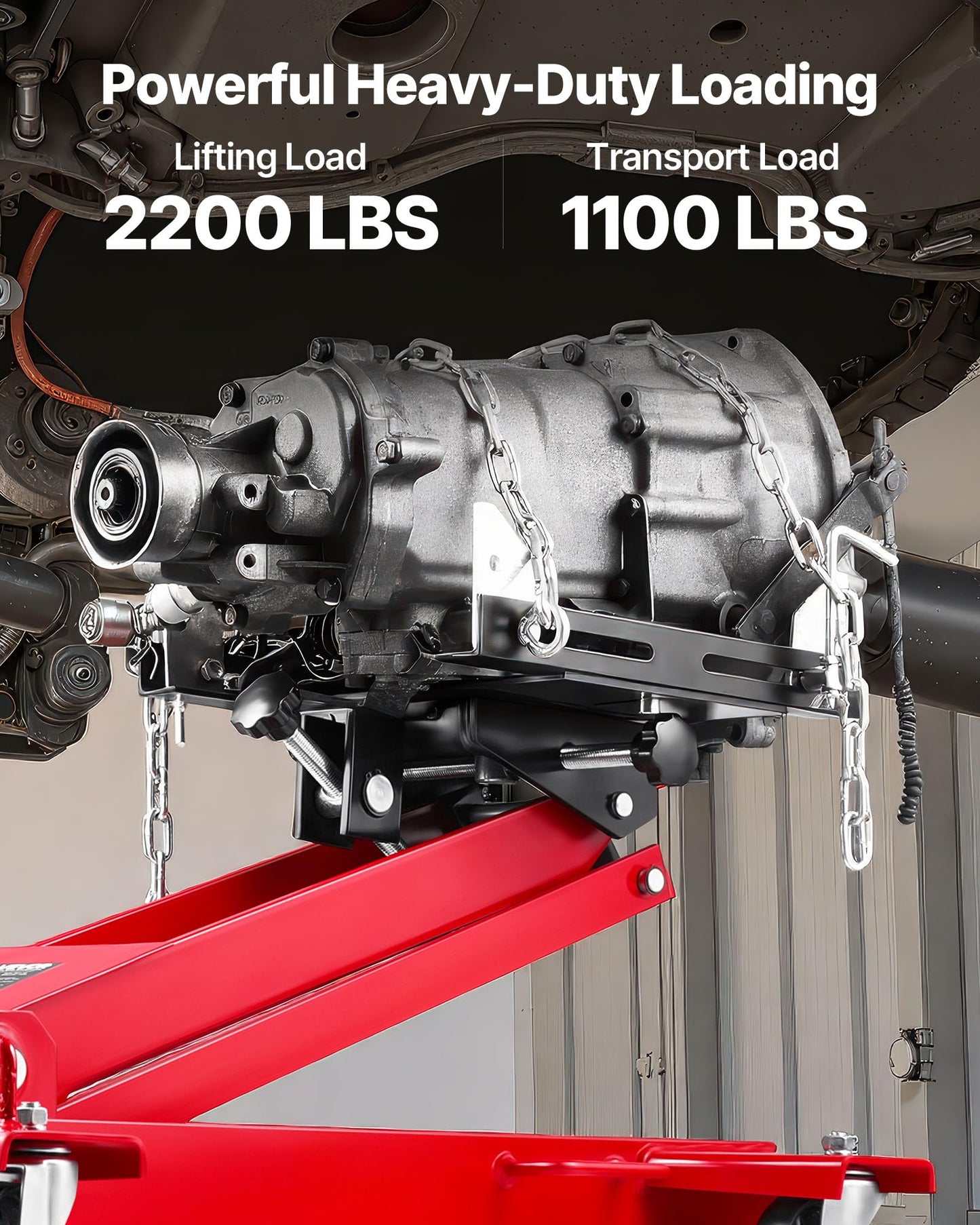 VEVOR Adjustable Floor Transmission Jack 2200 lbs/1T Low Profile Hydraulic Transmission Telescoping Heavy-Duty Lift Jack 7.28-27.6 in Lifting Height, 360° Swivel Front Wheels