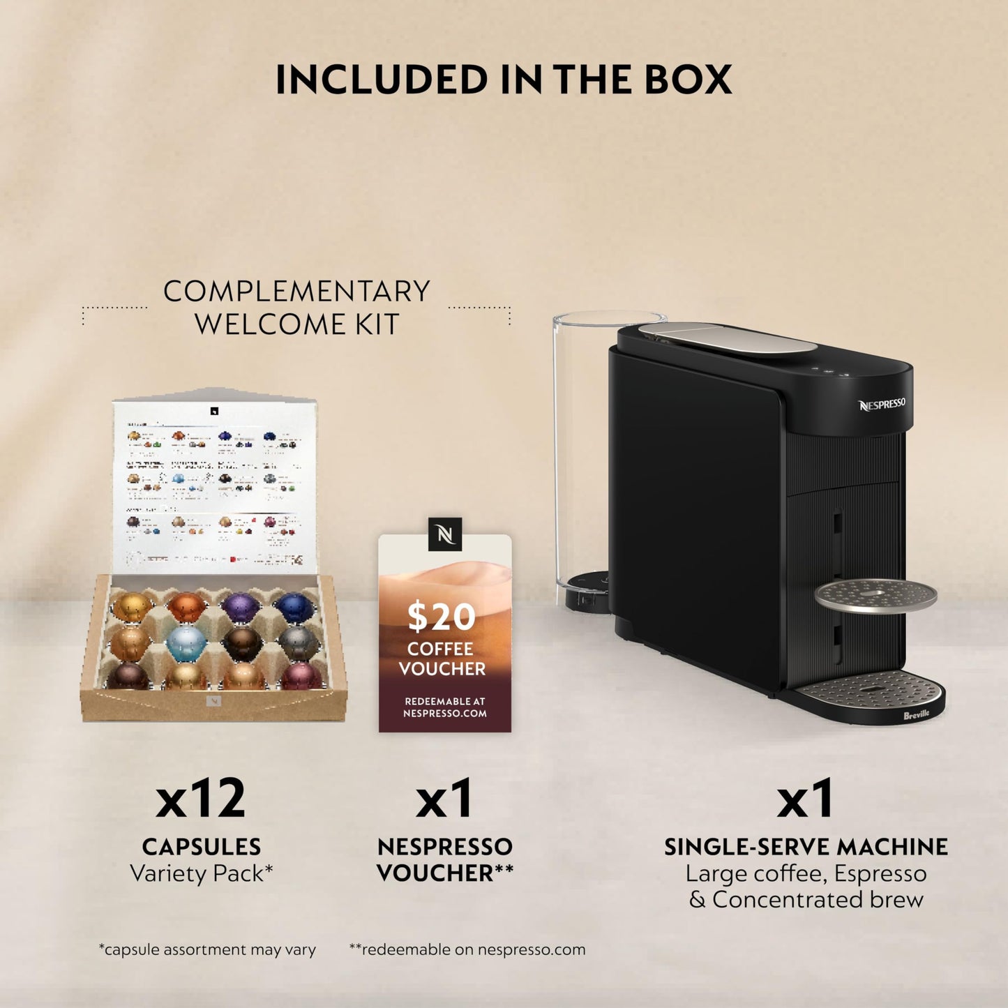 Nespresso Vertuo Up Coffee and Espresso Maker by Breville, Ink Black