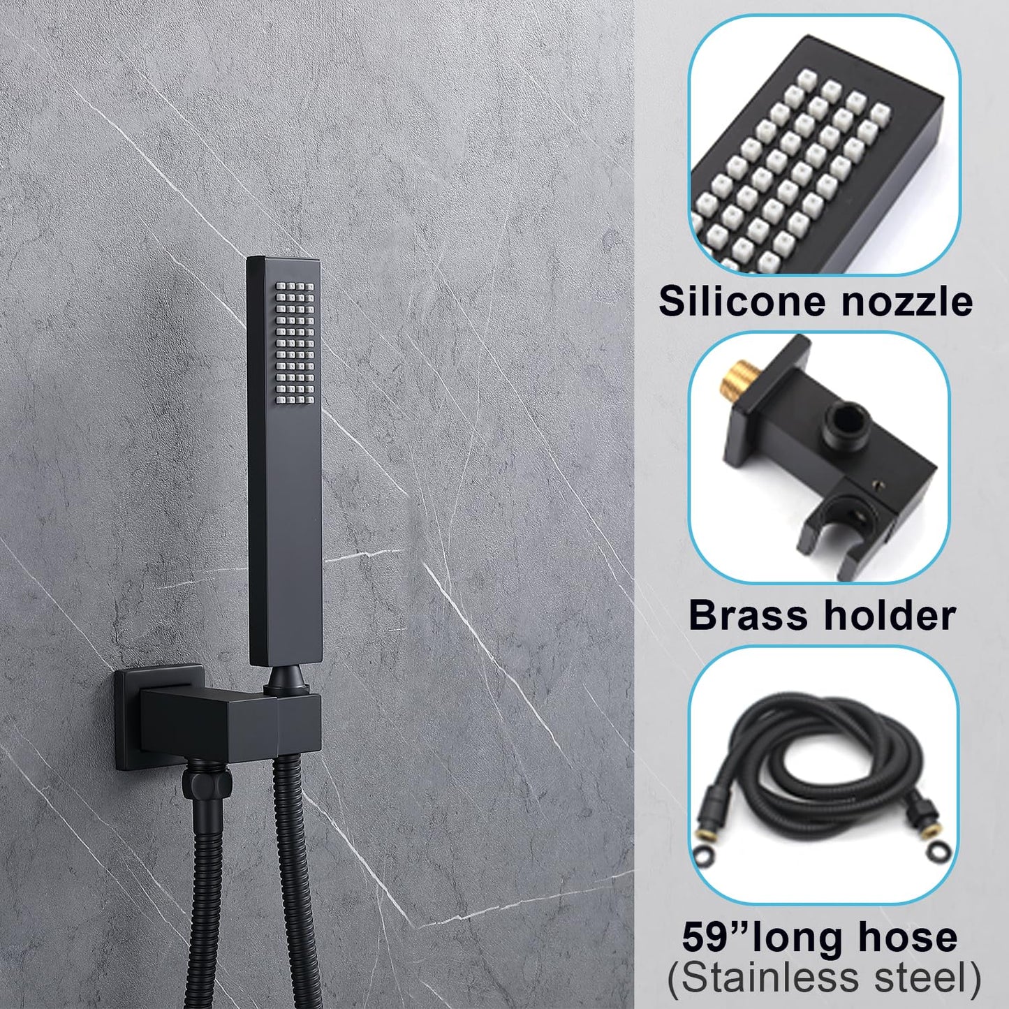 Shower System 12 Inches Rainfall Shower System Shower Head System for Bathroom 3 function shower system set Shower Faucet Rough-in Valve